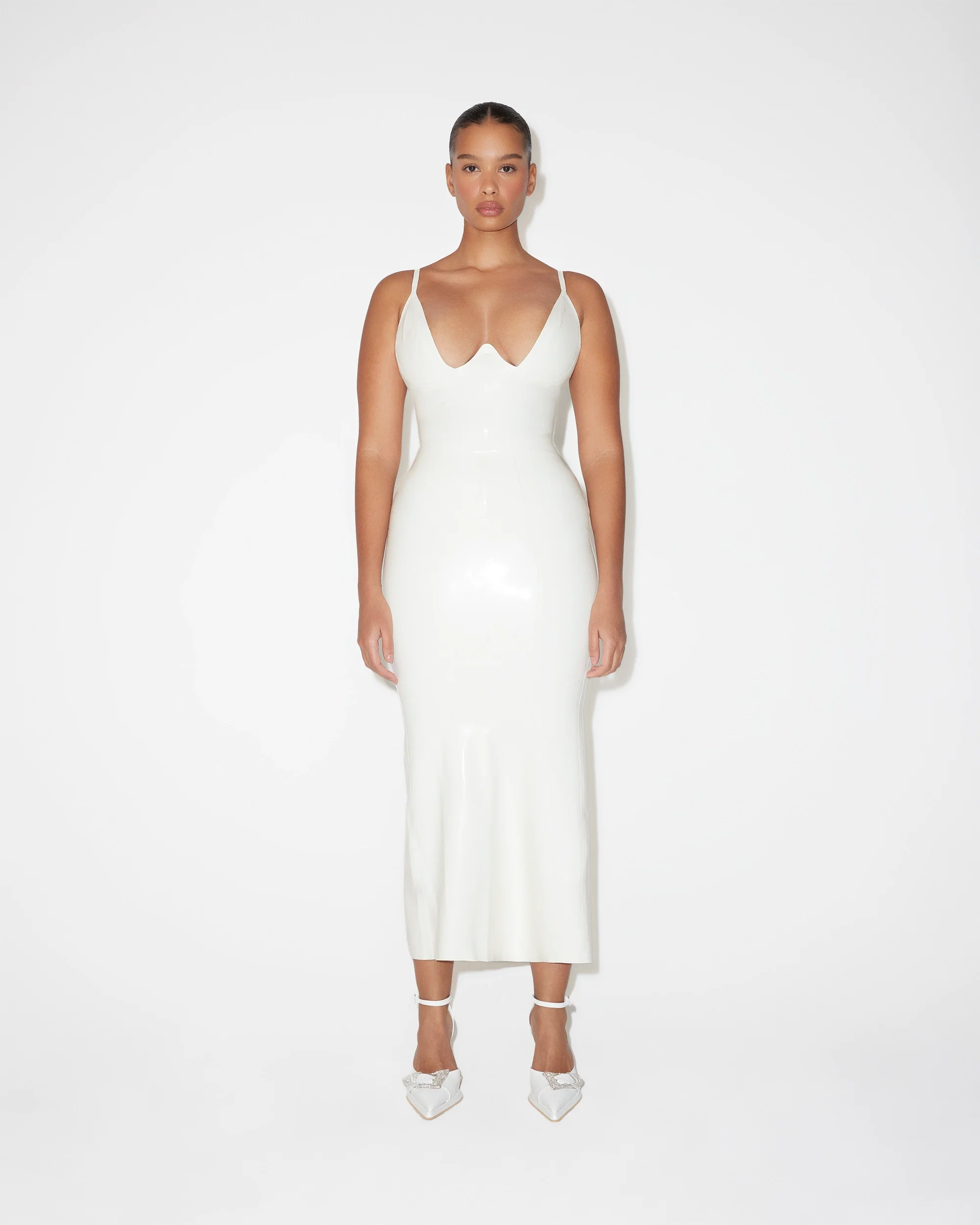 Latex Maxi Skirt | Bone - Image 4