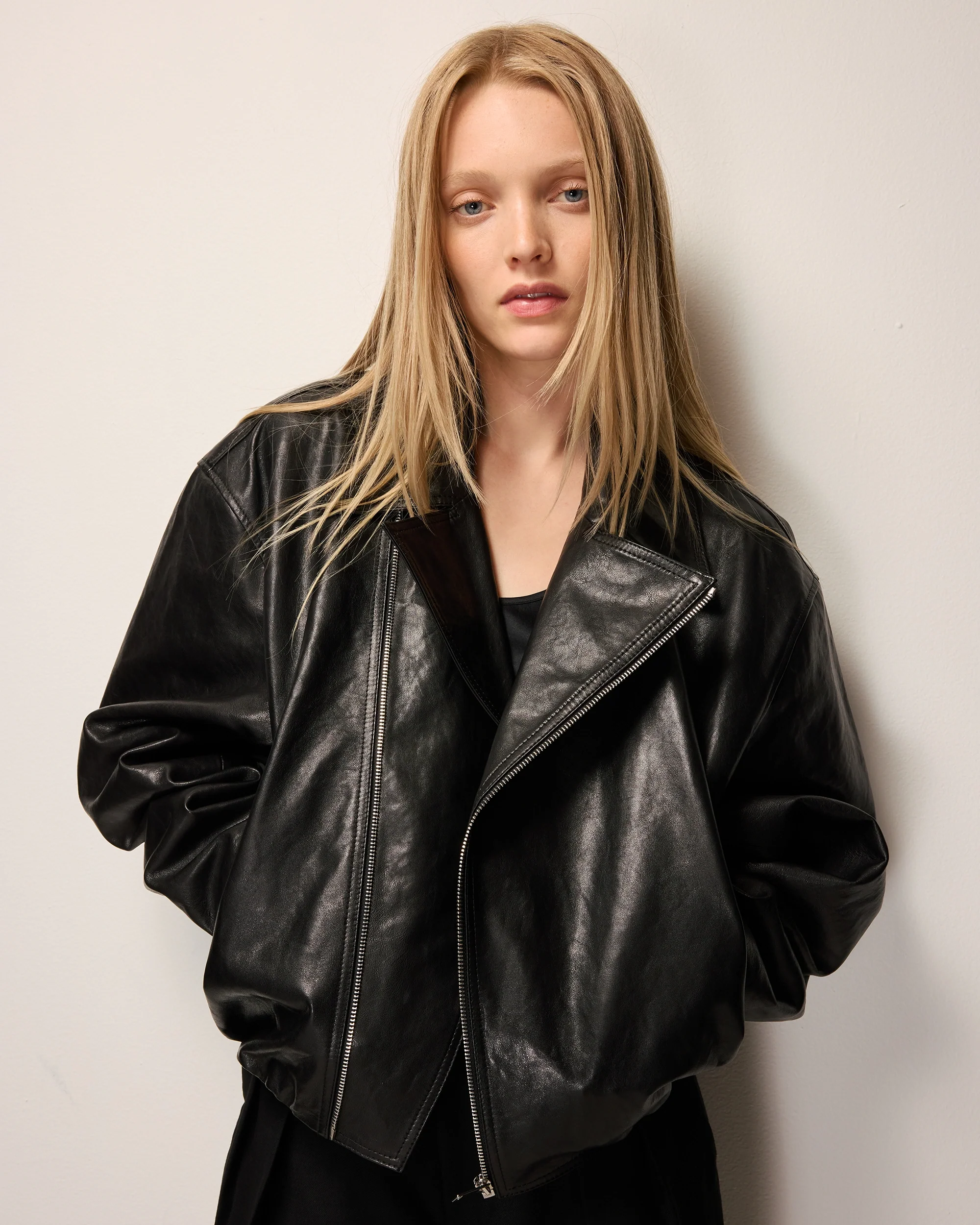 Leather Moto Jacket | Black - Image 3