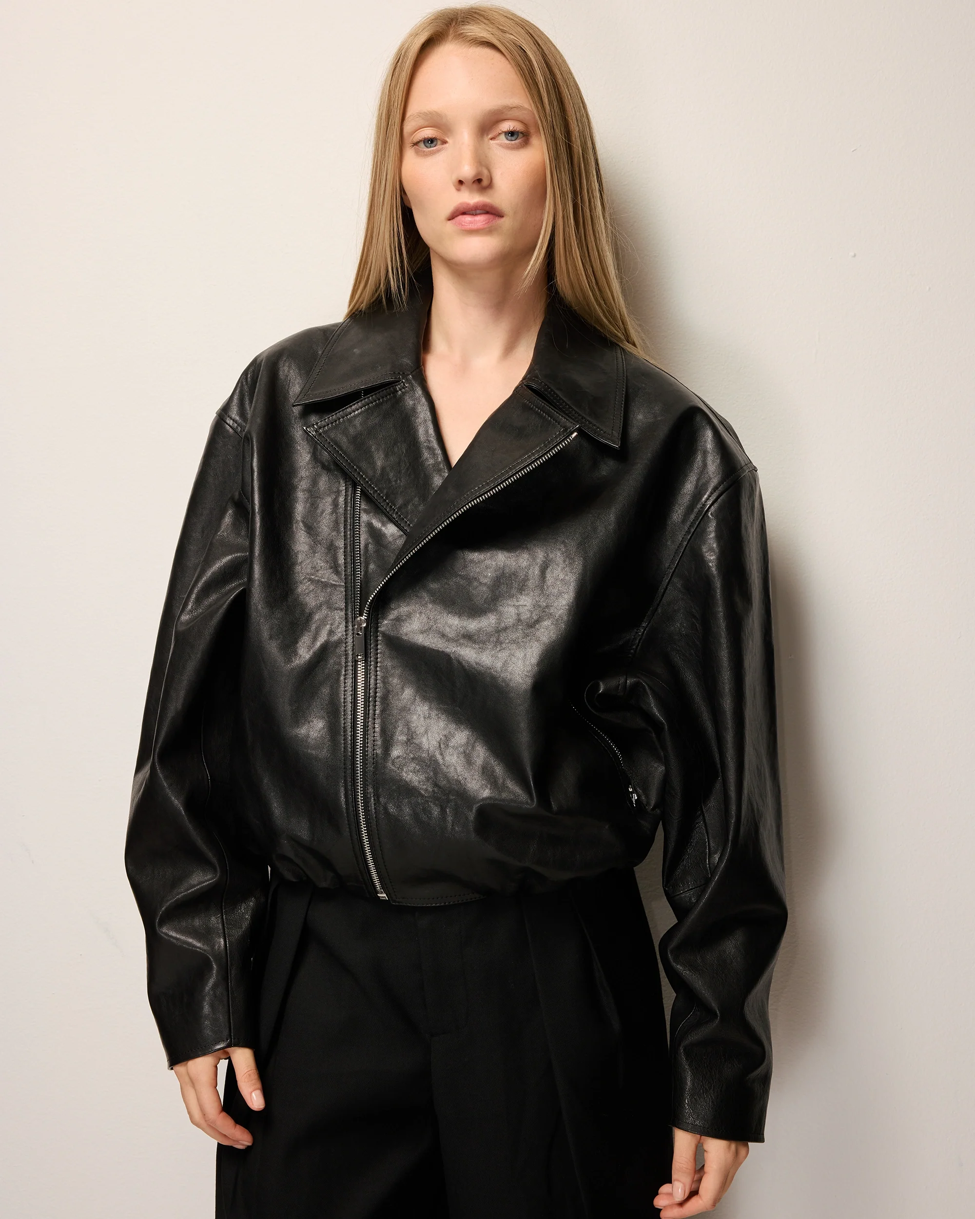 Leather Moto Jacket | Black - Image 4