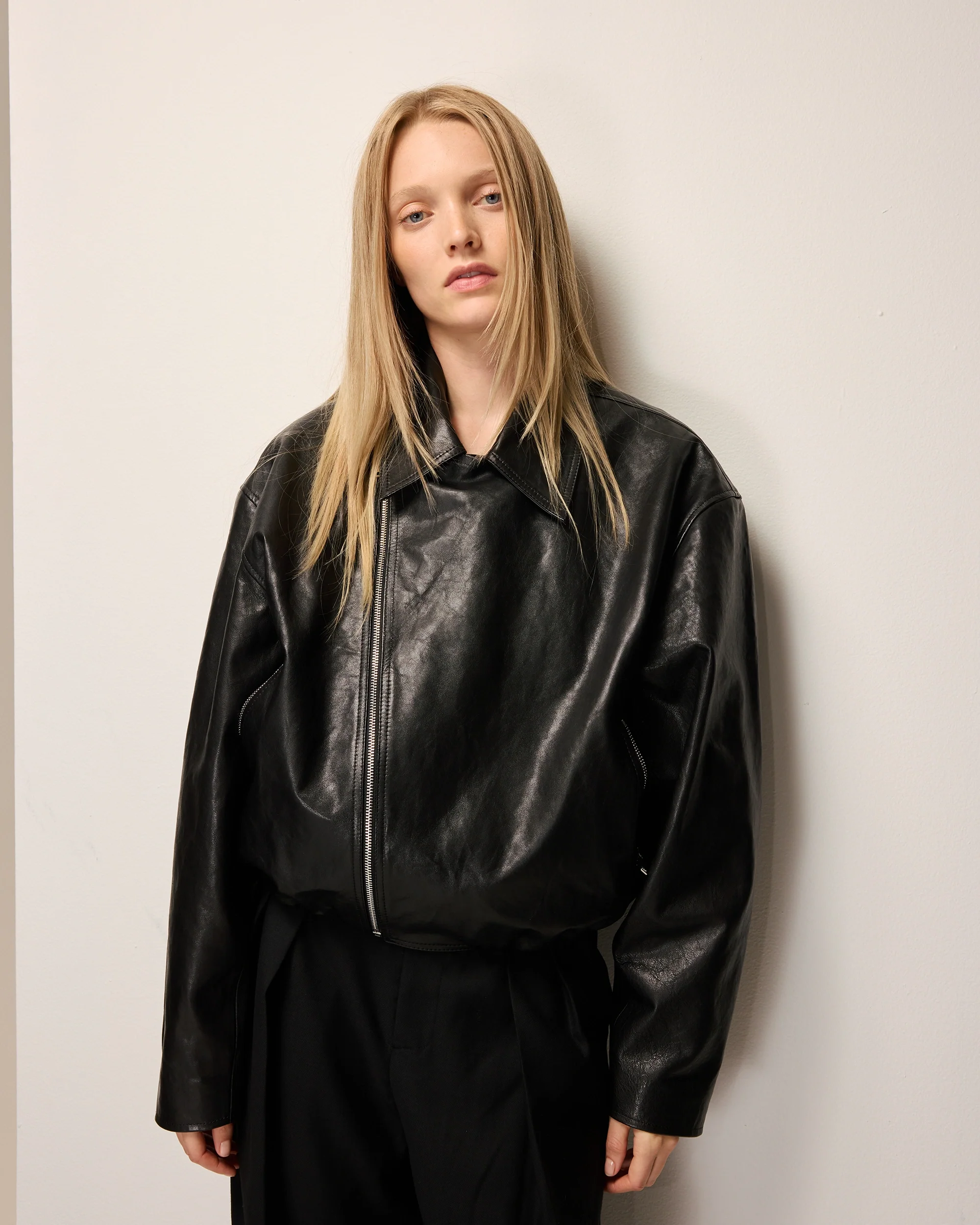 Leather Moto Jacket | Black - Image 5