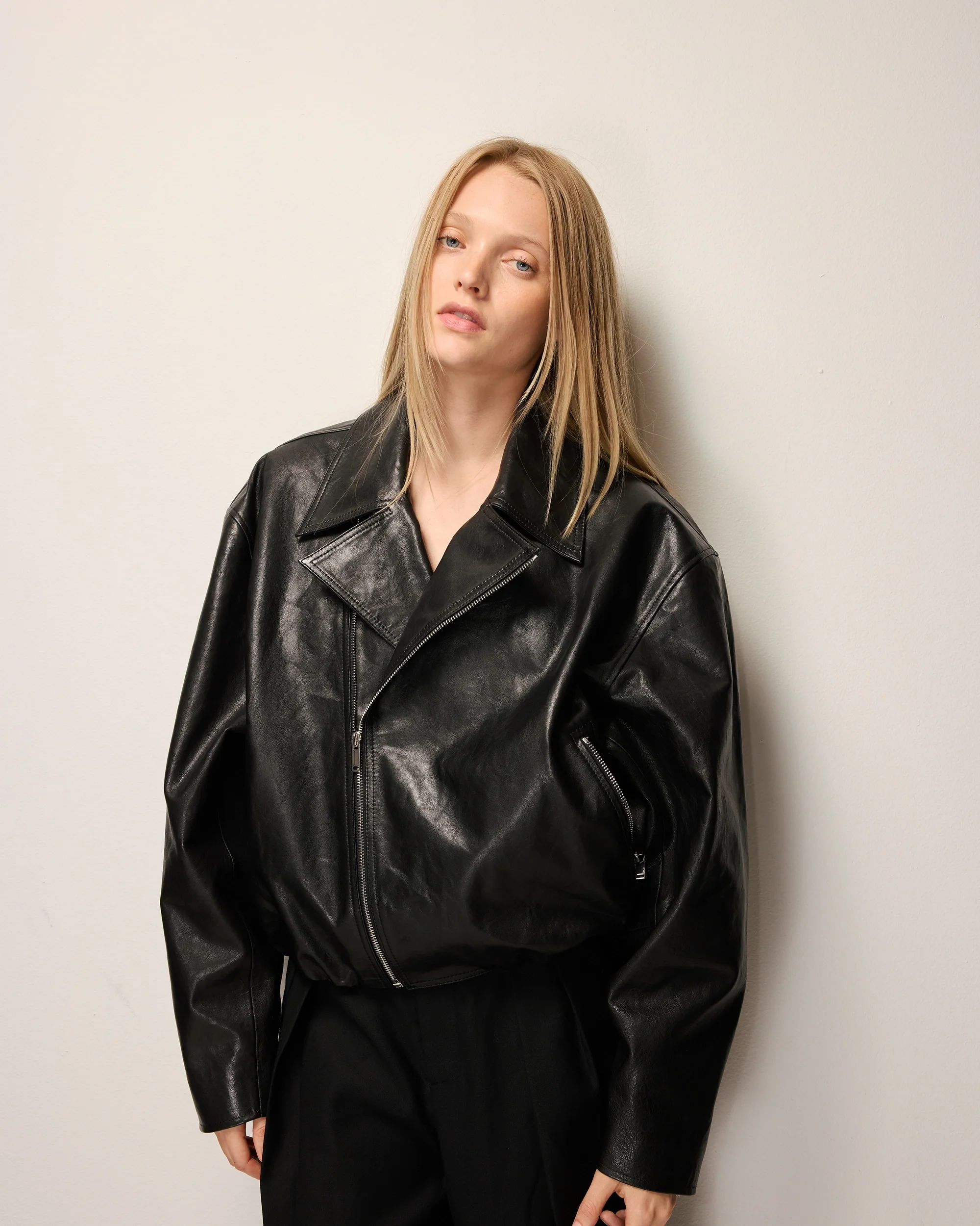 Leather Moto Jacket | Black - Image 6