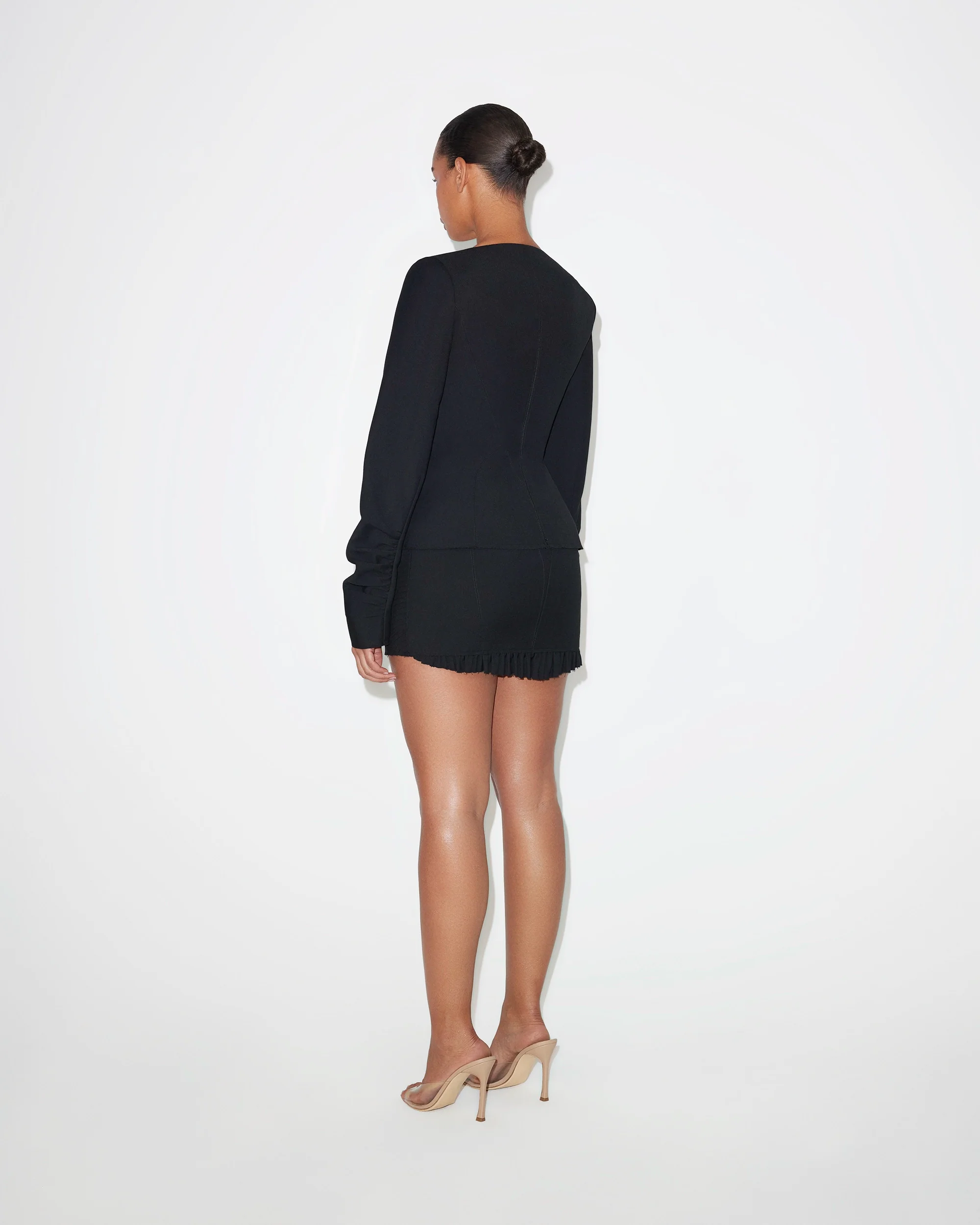 Long Sleeve Corset Top | Black - Image 4