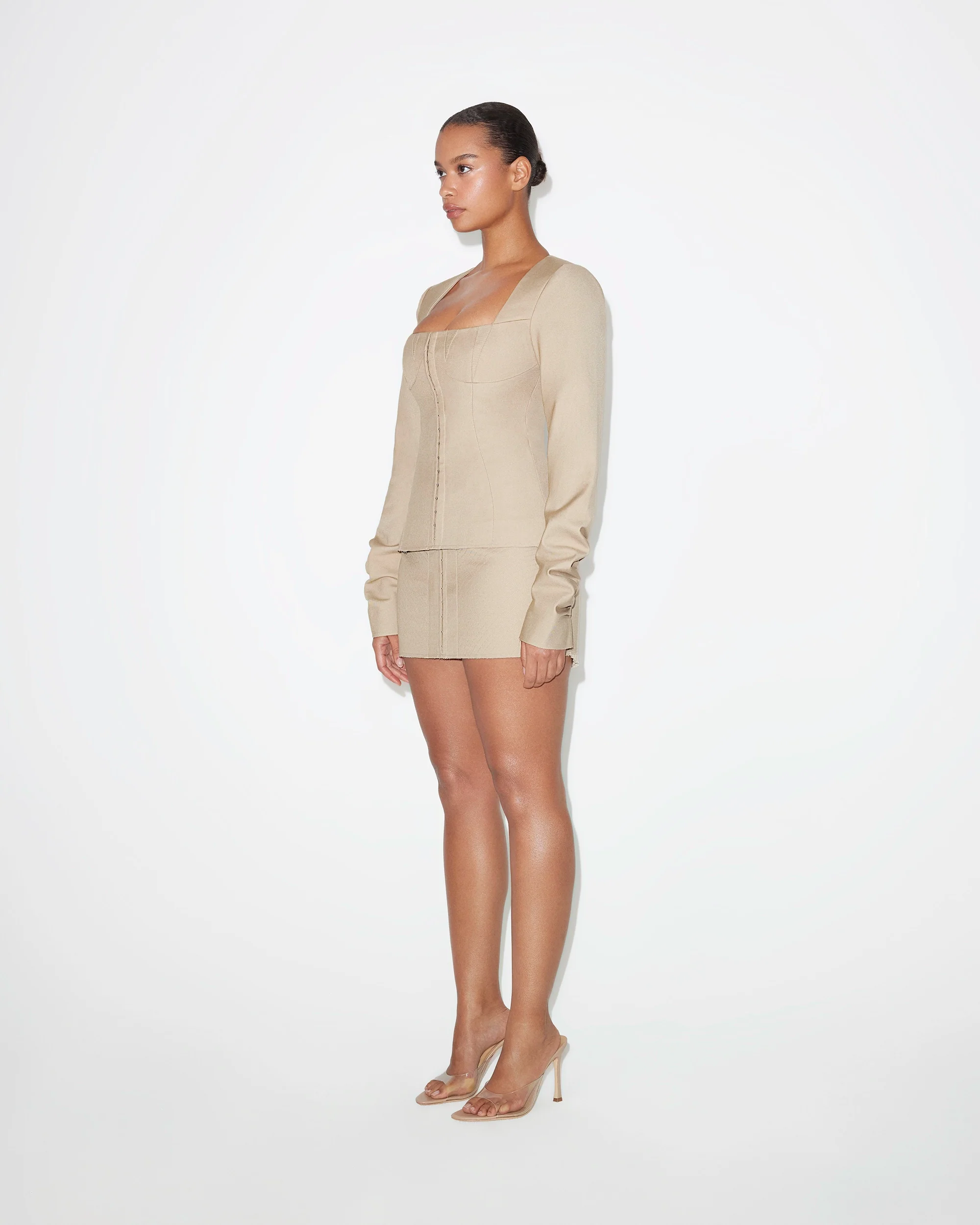 Long Sleeve Corset Top | Sand - Image 3