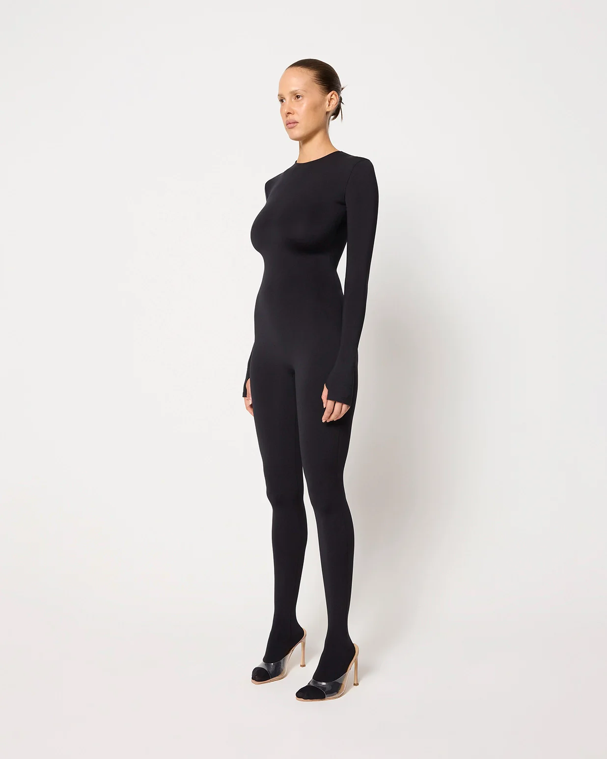 Long Sleeve Footed Catsuit | Black - Image 4