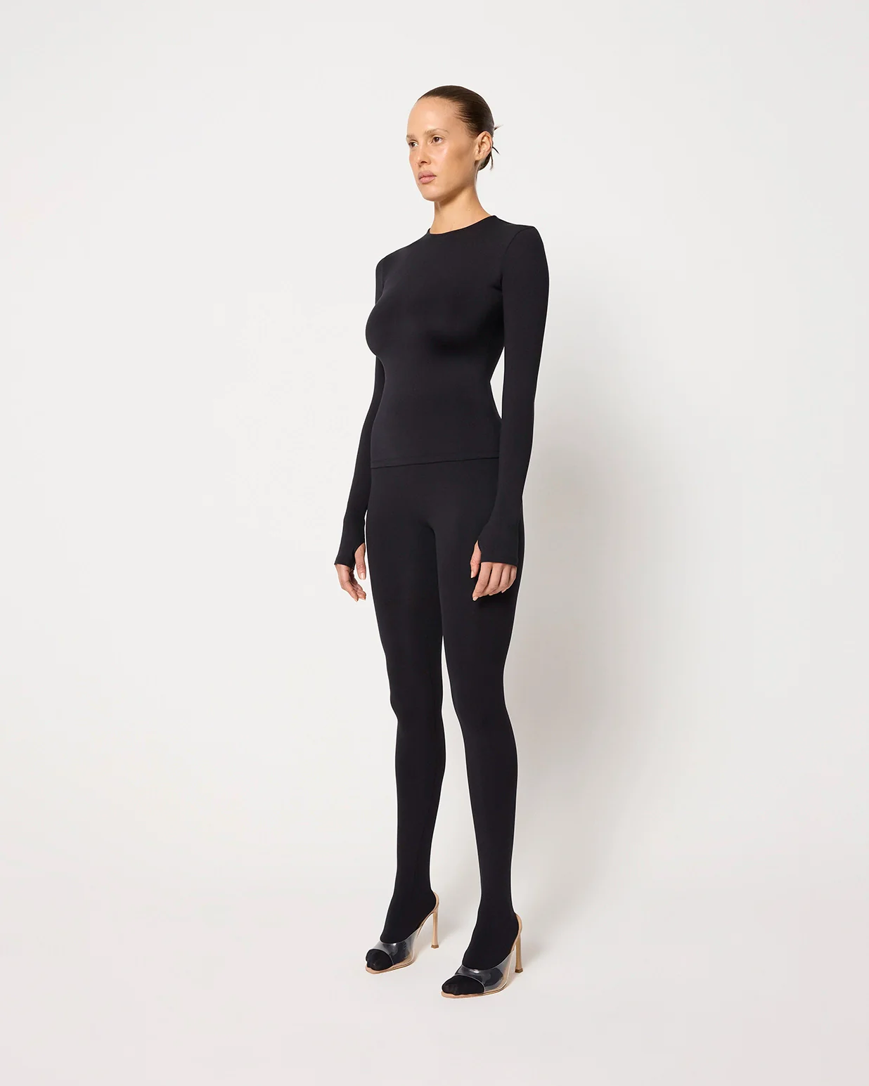 Long Sleeve Thumb Hole Tee | Black - Image 9