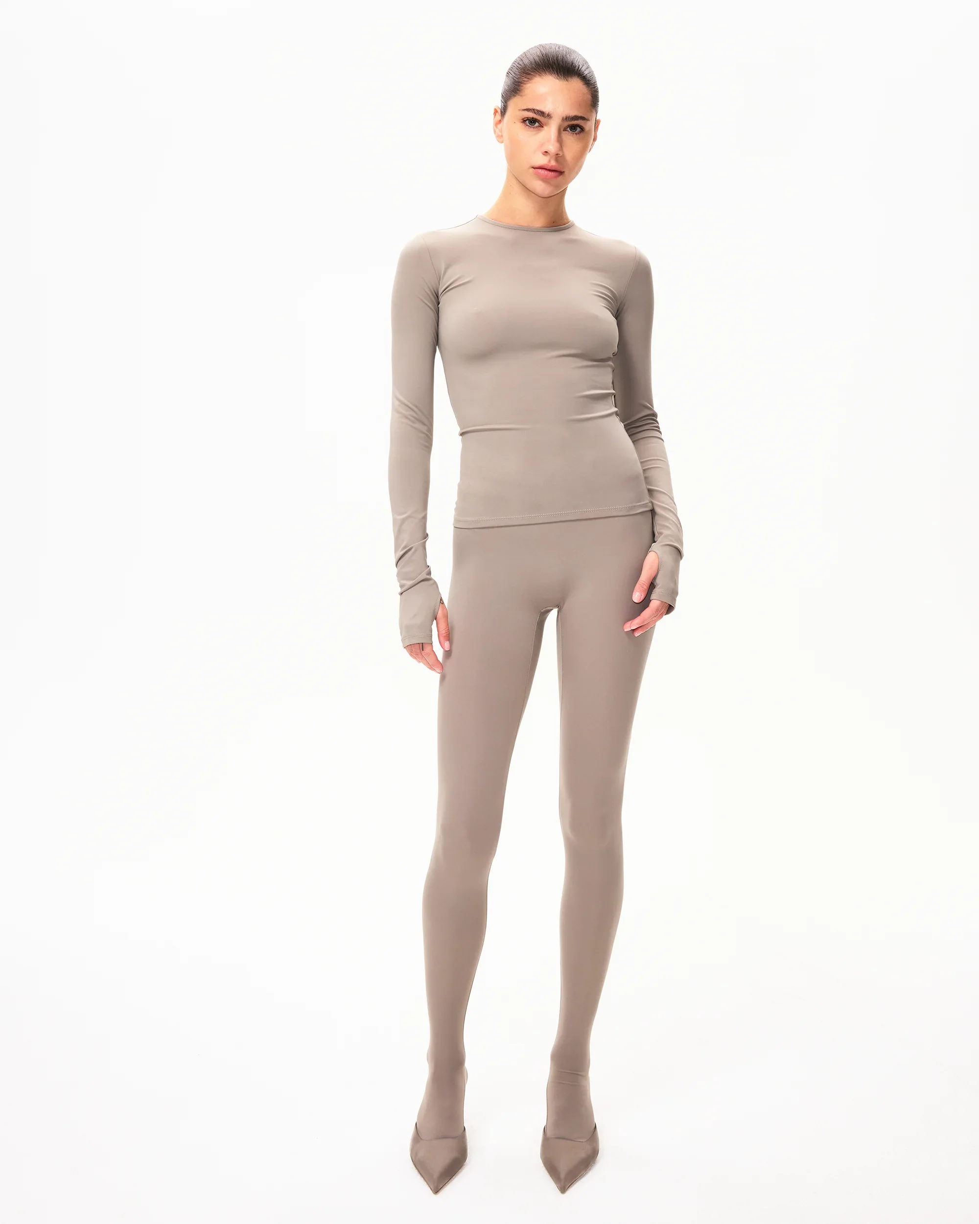 Long Sleeve Thumb Hole Tee | Cement - Image 4