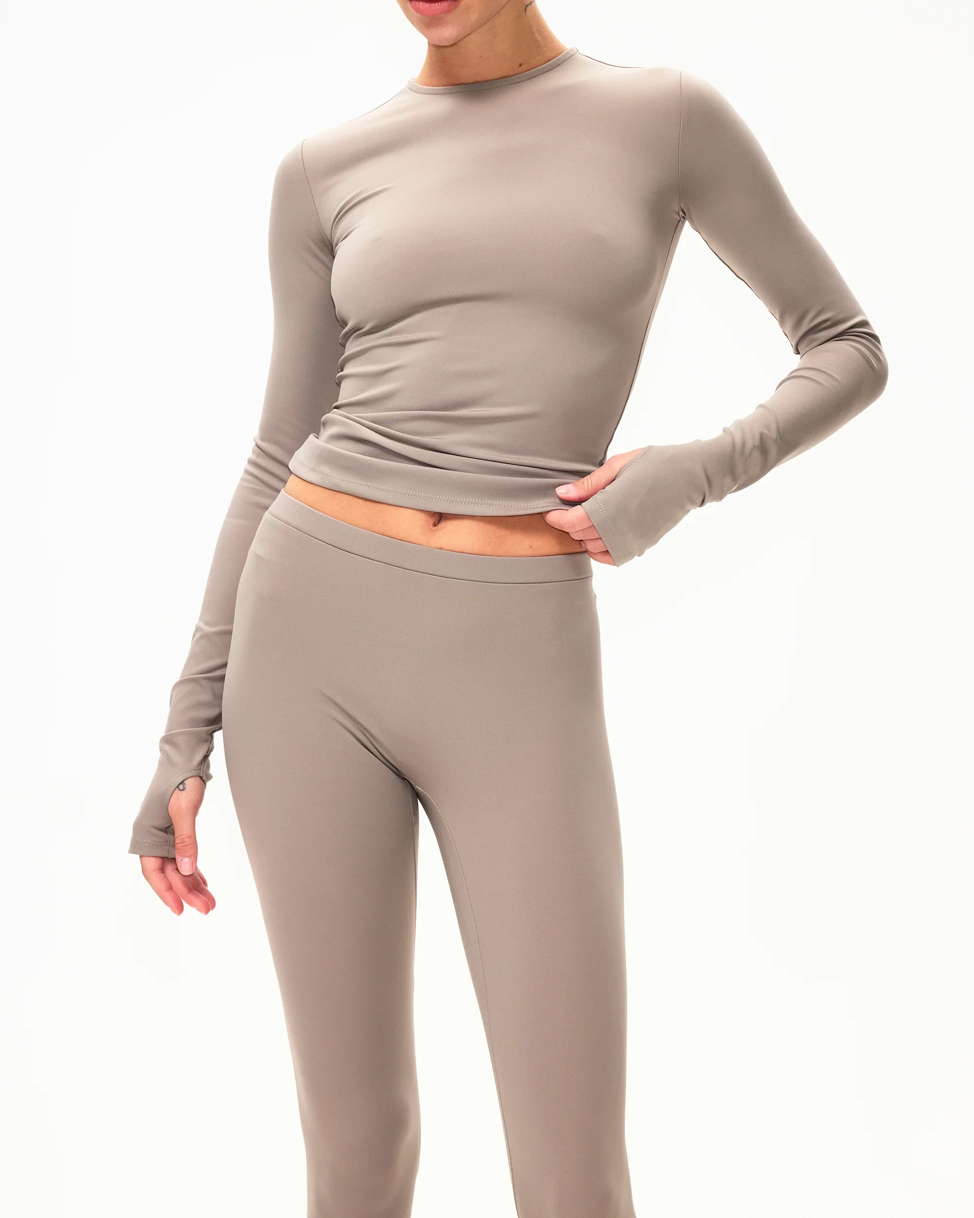 Long Sleeve Thumb Hole Tee | Cement - Image 5
