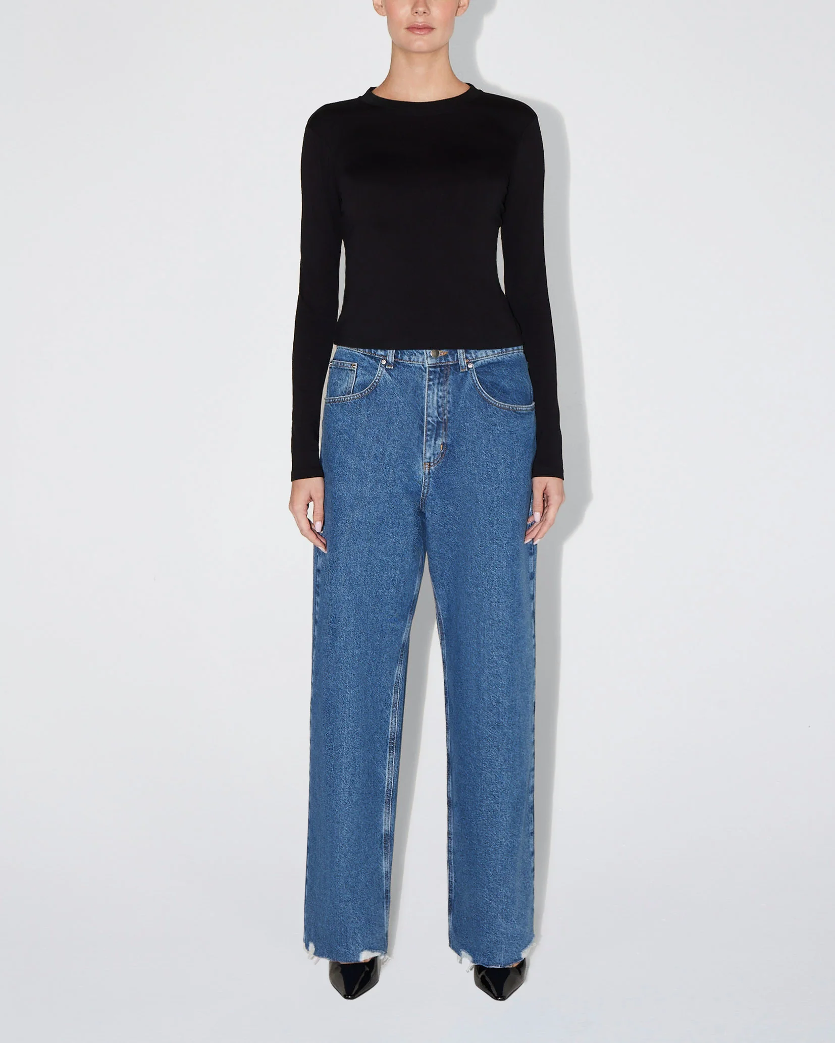 Long Sleeve Tie Tee | Black - Image 4
