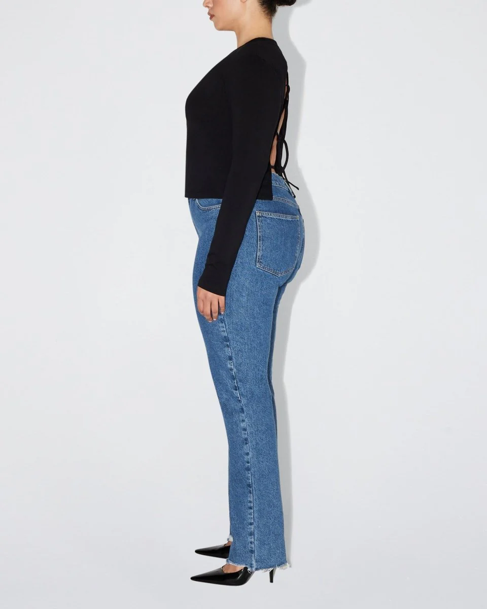 Long Sleeve Tie Tee | Black - Image 8