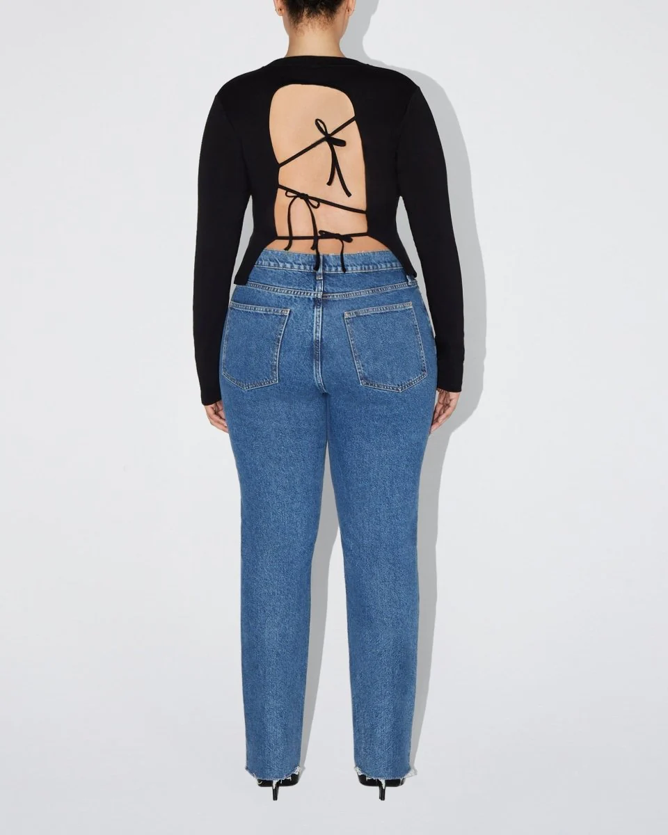Long Sleeve Tie Tee | Black - Image 9