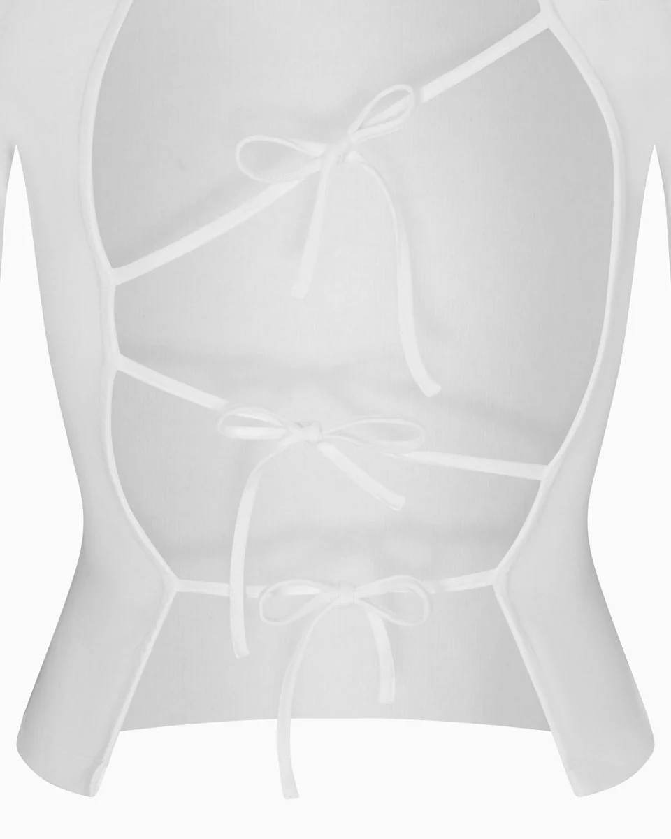Long Sleeve Tie Tee | White - Image 12
