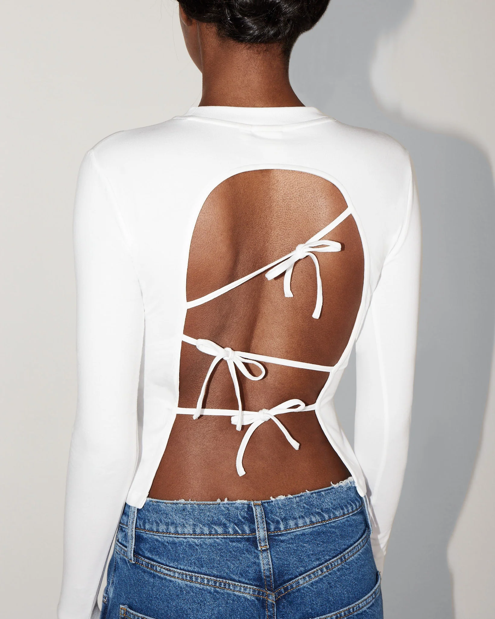 Long Sleeve Tie Tee | White - Image 3