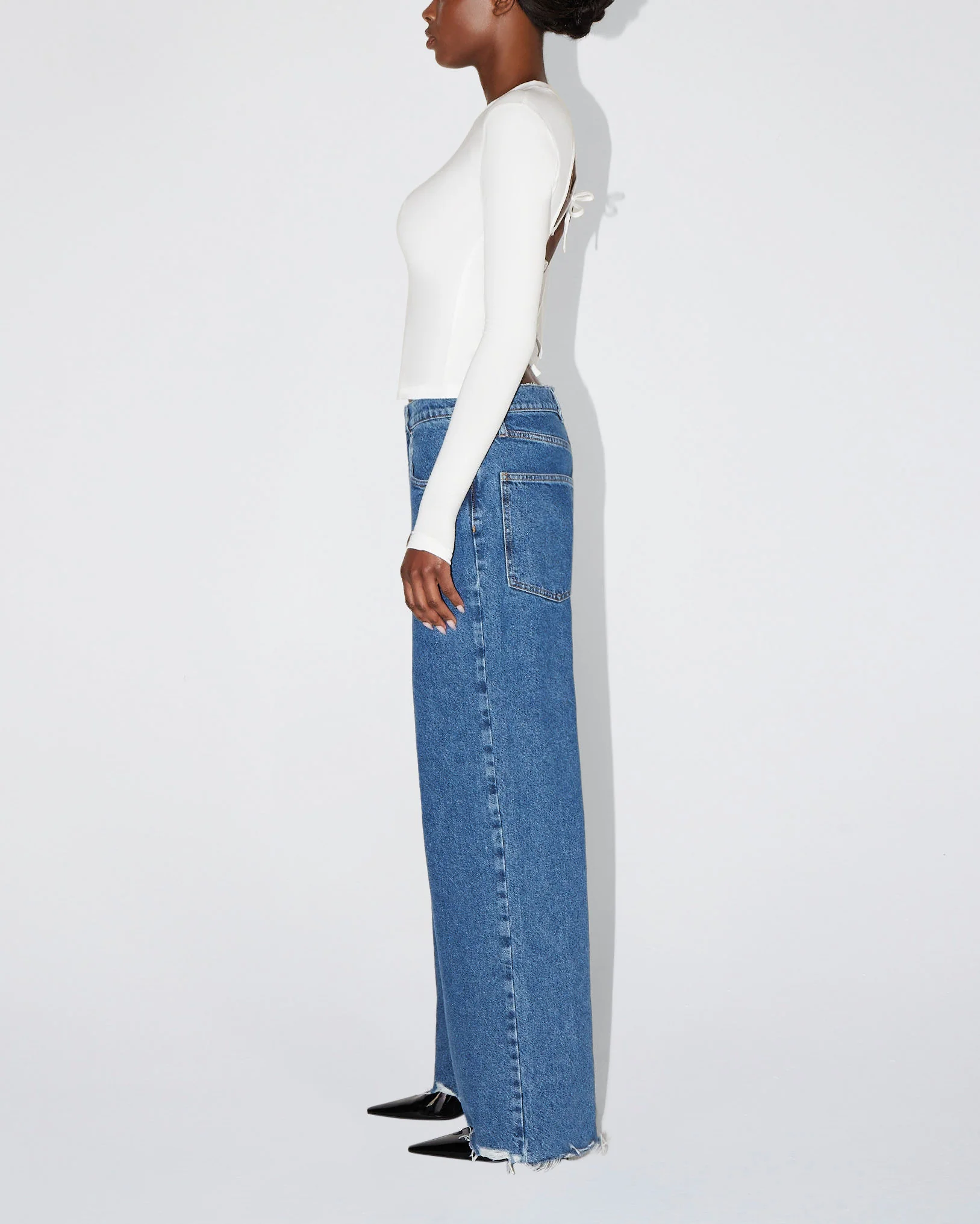 Long Sleeve Tie Tee | White - Image 4