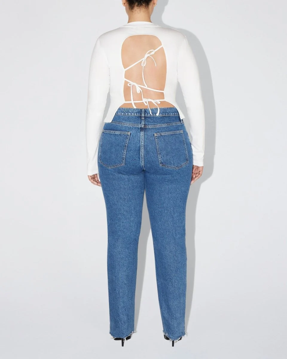 Long Sleeve Tie Tee | White - Image 9