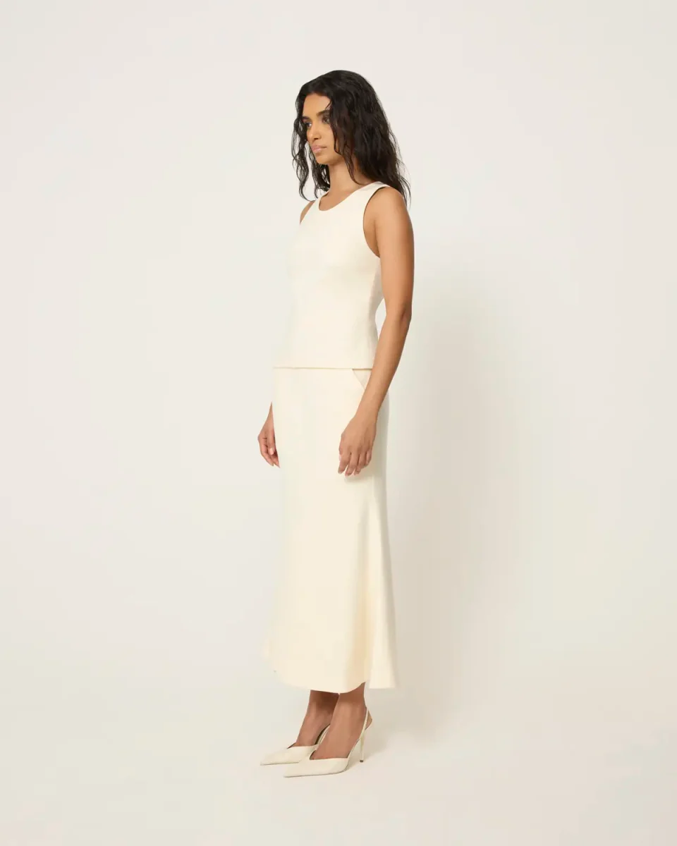 Long Tailored Skirt | Warm White - Image 4