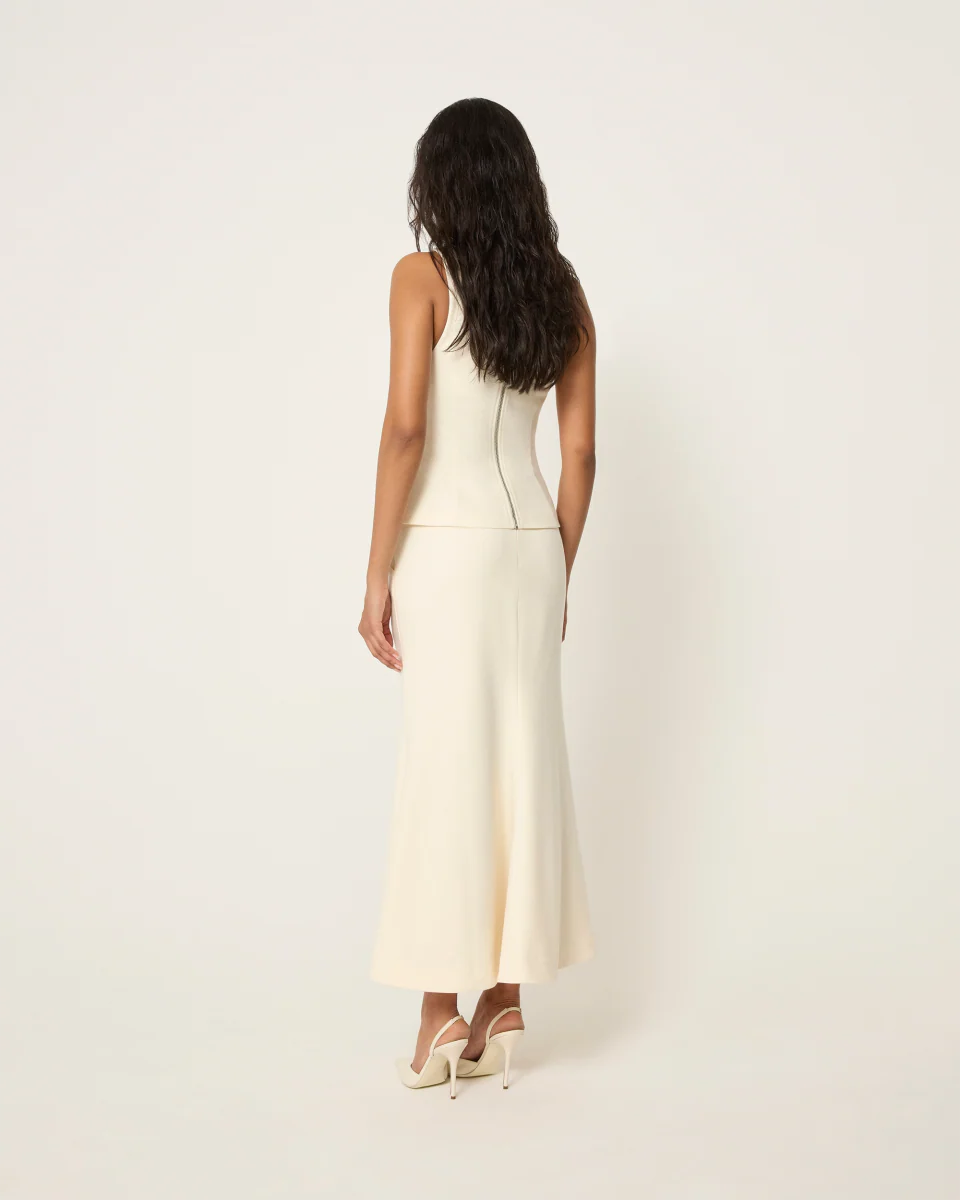 Long Tailored Skirt | Warm White - Image 5