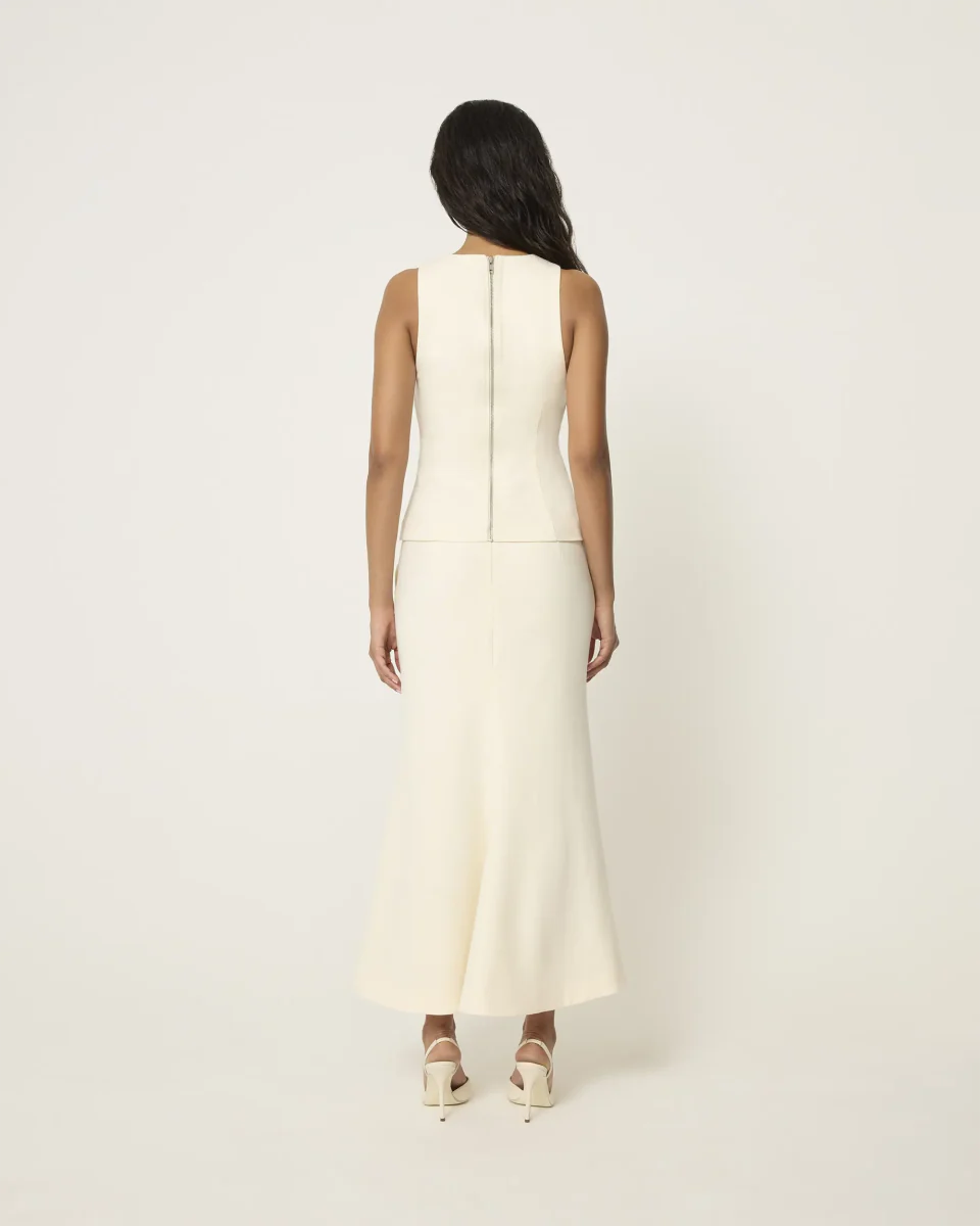 Long Tailored Skirt | Warm White - Image 6