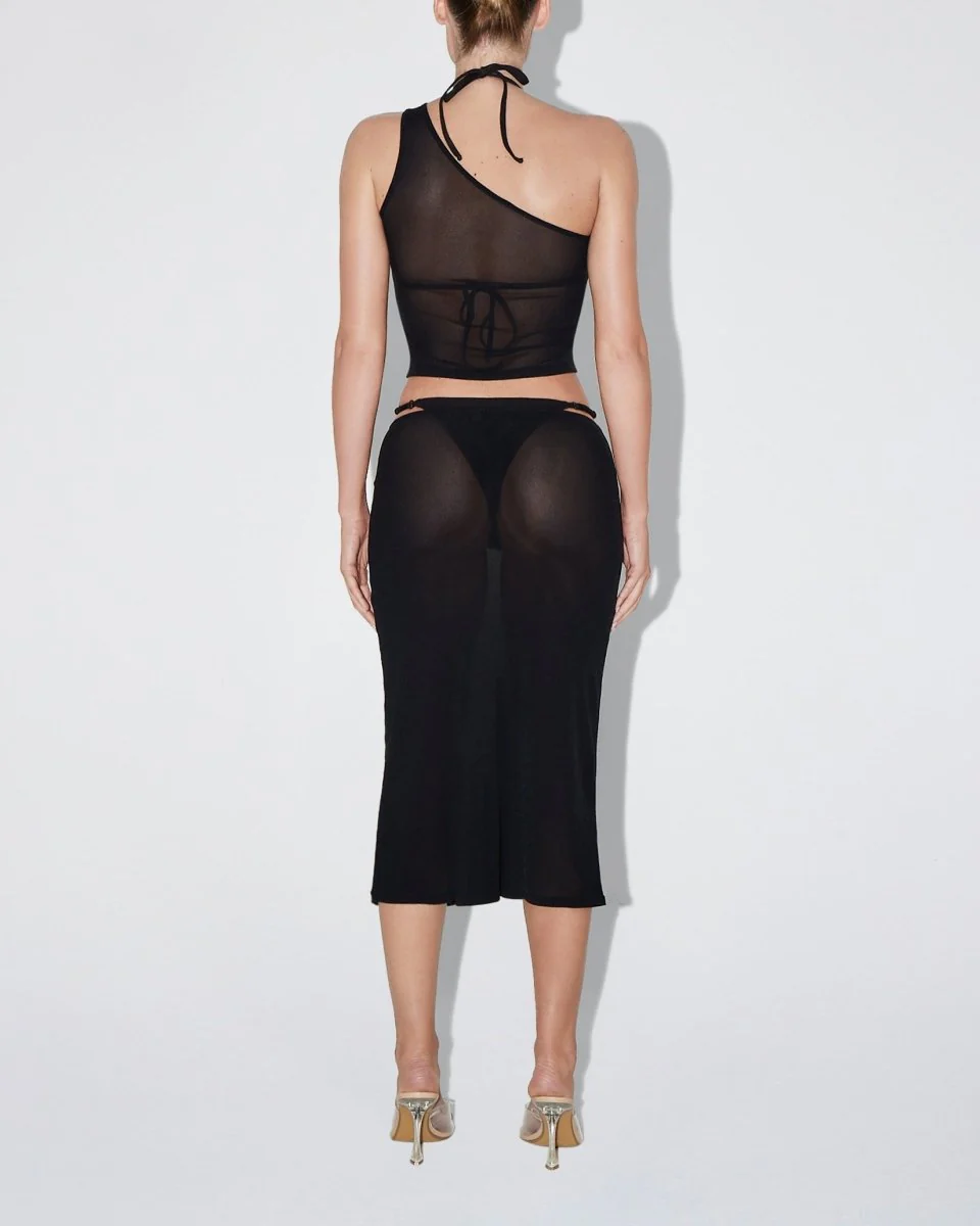 Mesh Midi Skirt | Black - Image 5