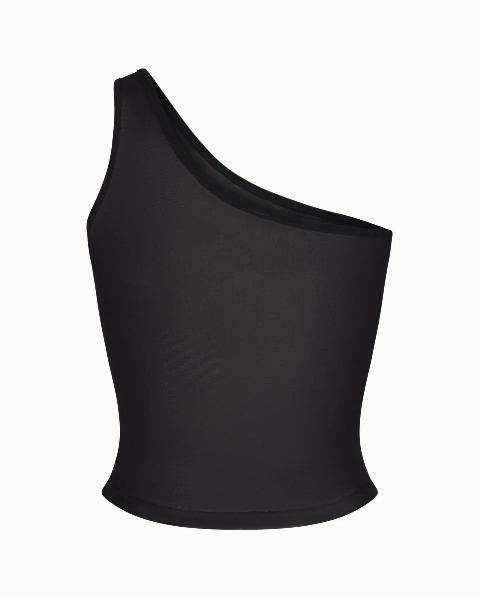Mesh One Shoulder Top | Black - Image 6