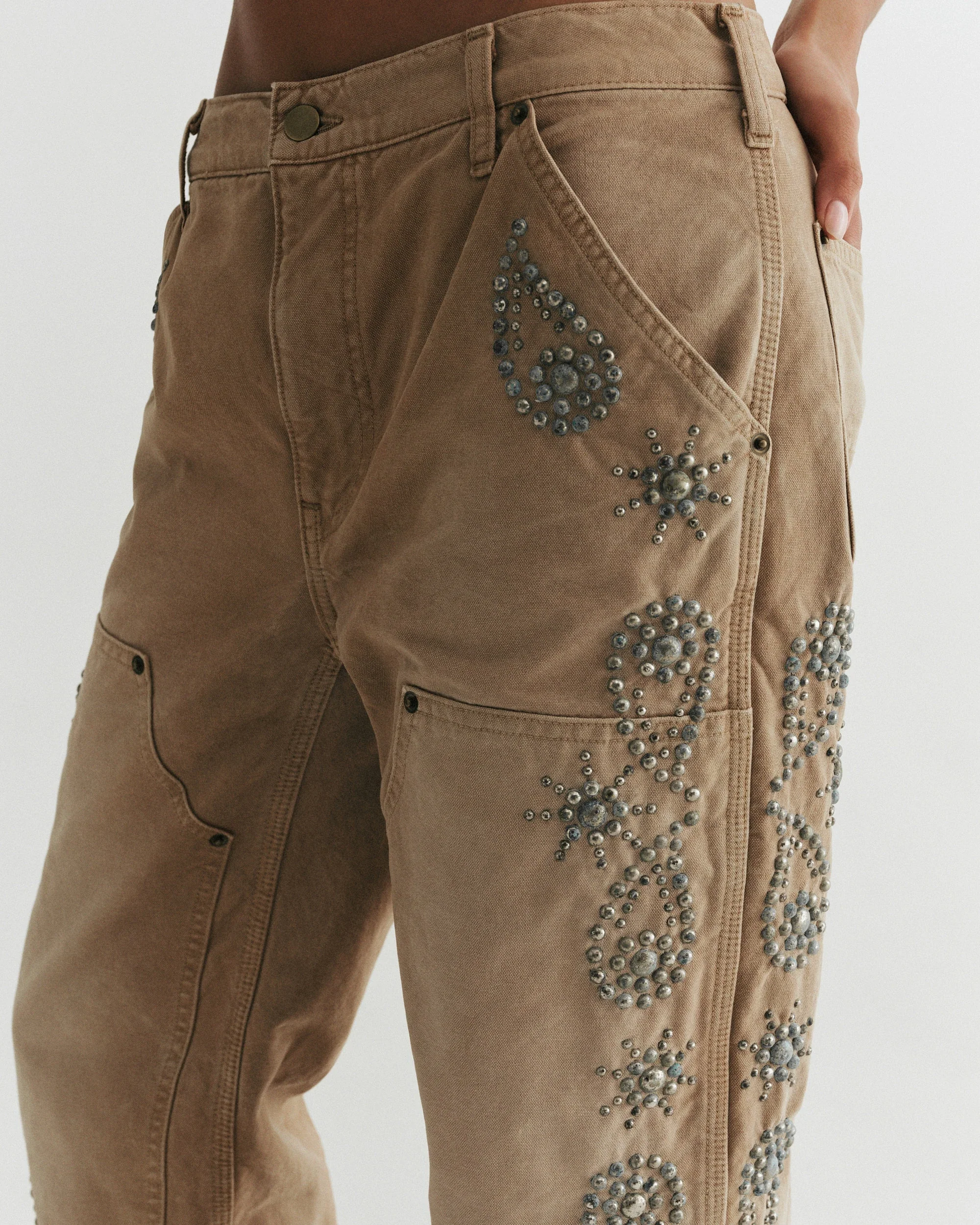 Mulholland Studded Carpenter Pant | Vintage Khaki - Image 3