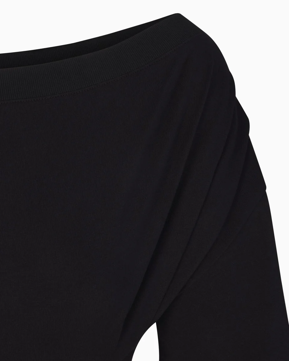 Off the Shoulder Cinching Tee | Black - Image 11