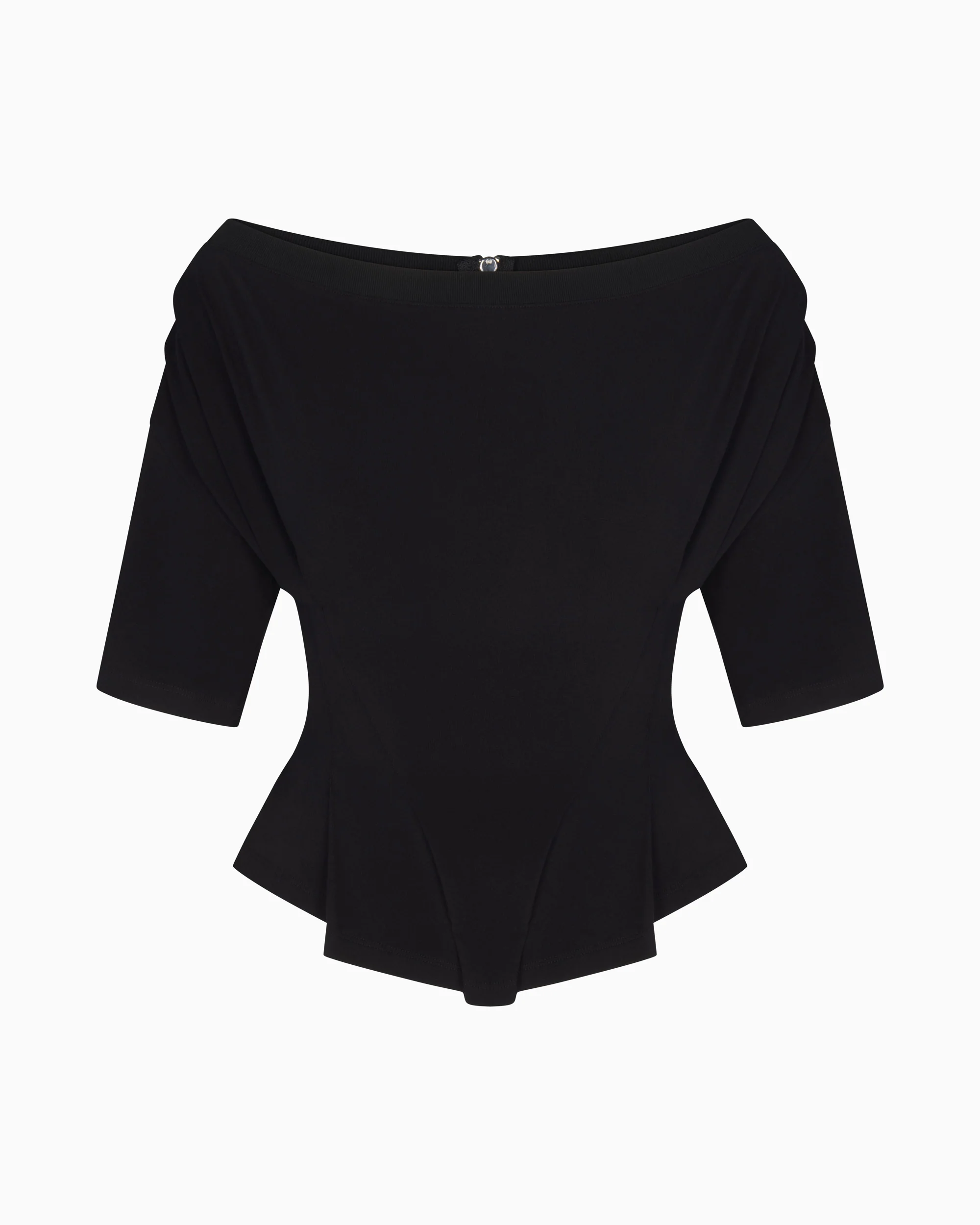 Off the Shoulder Cinching Tee | Black - Image 2