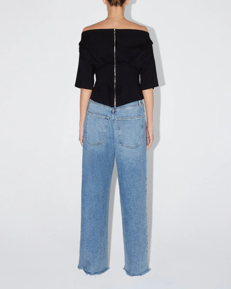 Off the Shoulder Cinching Tee | Black - Image 5