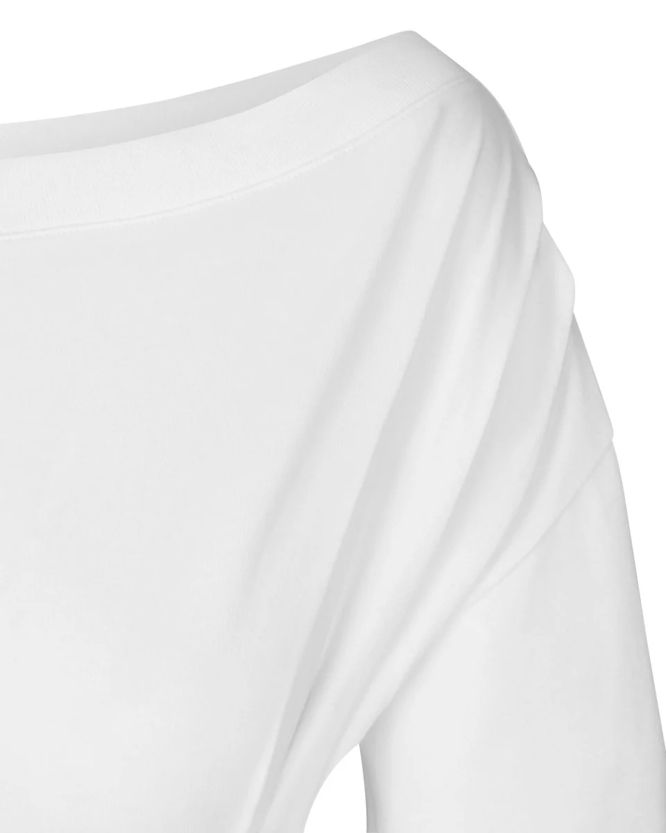 Off the Shoulder Cinching Tee | White - Image 12