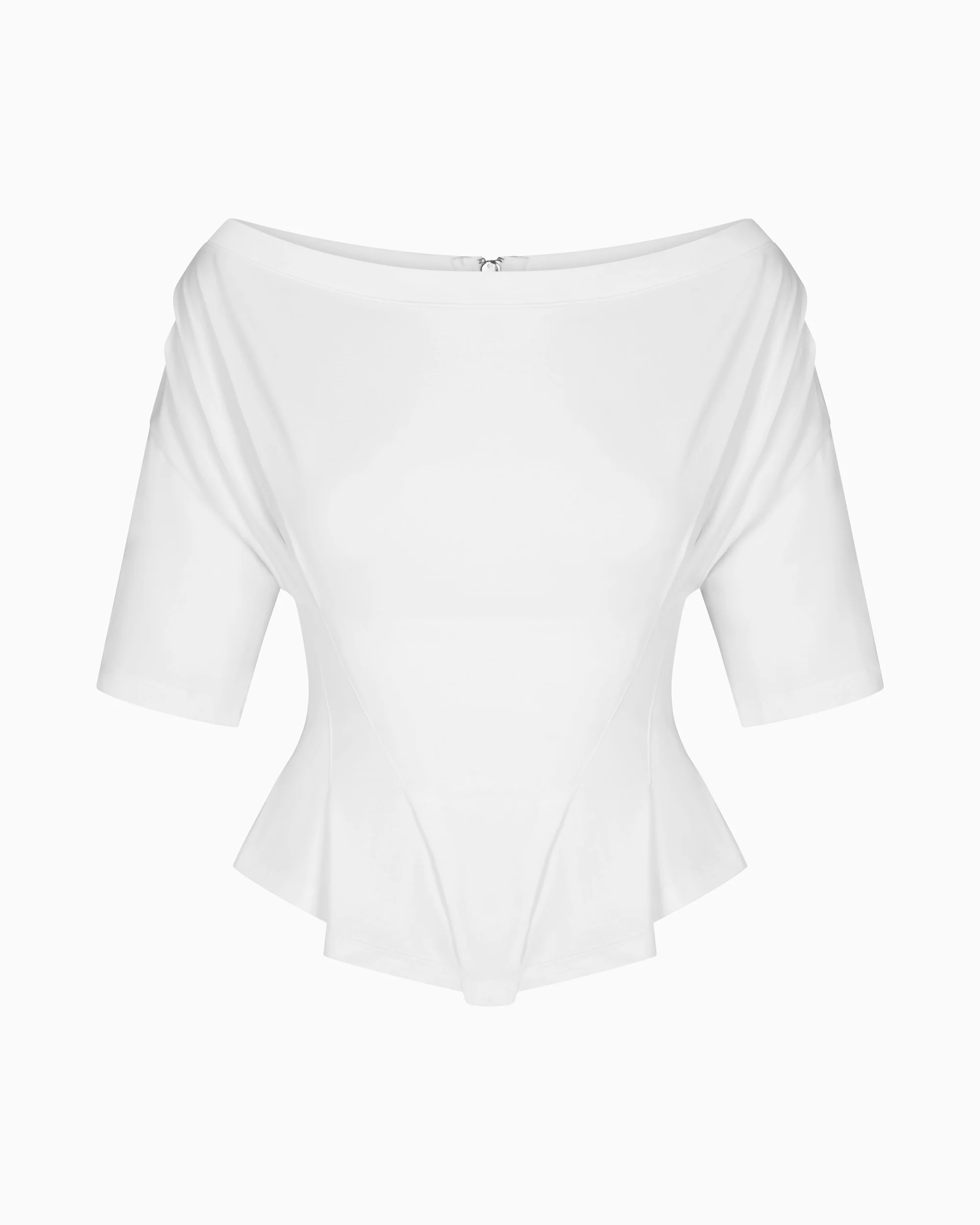 Off the Shoulder Cinching Tee | White - Image 3
