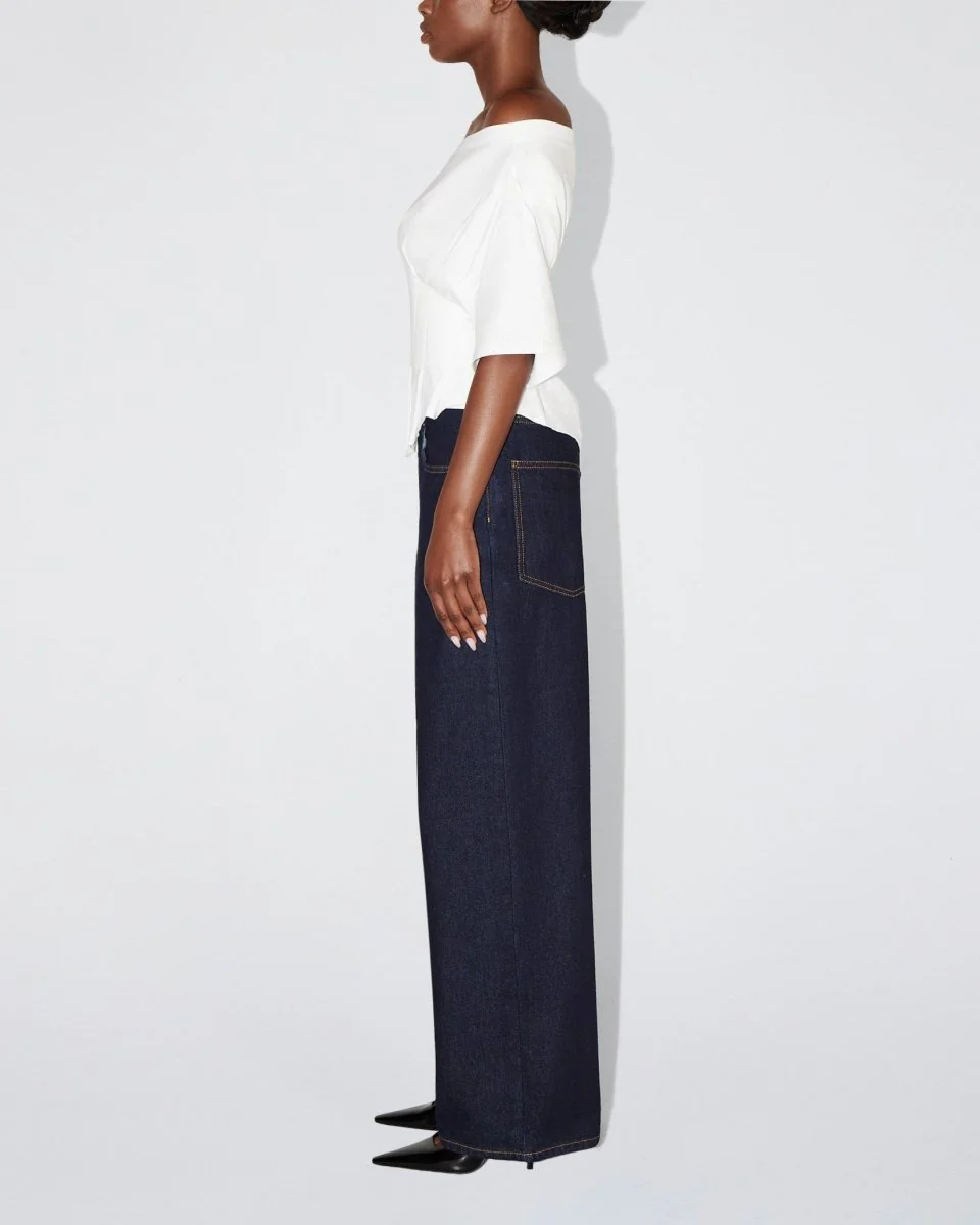 Off the Shoulder Cinching Tee | White - Image 4