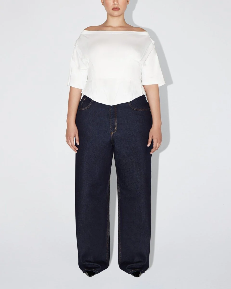 Off the Shoulder Cinching Tee | White - Image 7
