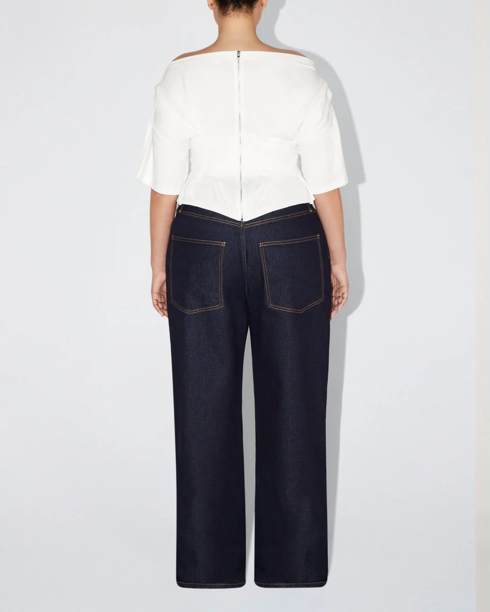Off the Shoulder Cinching Tee | White - Image 9