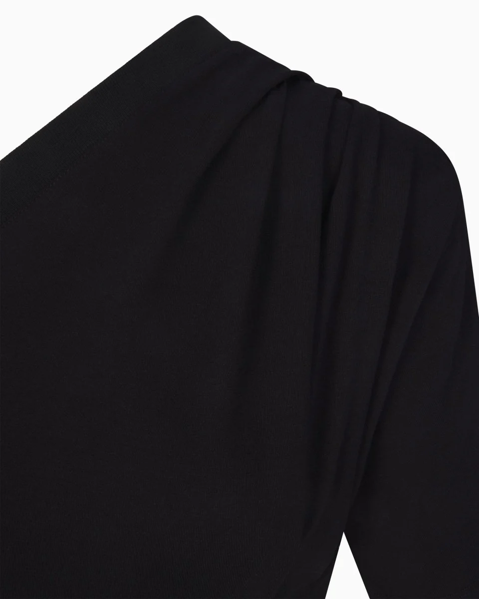 One Shoulder Cinching Tee | Black - Image 14