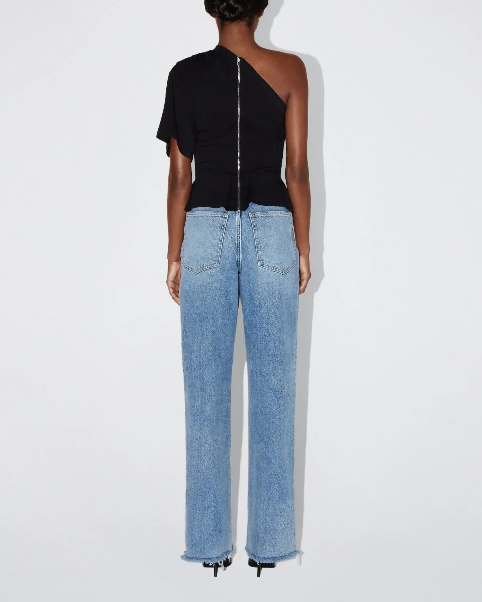 One Shoulder Cinching Tee | Black - Image 5