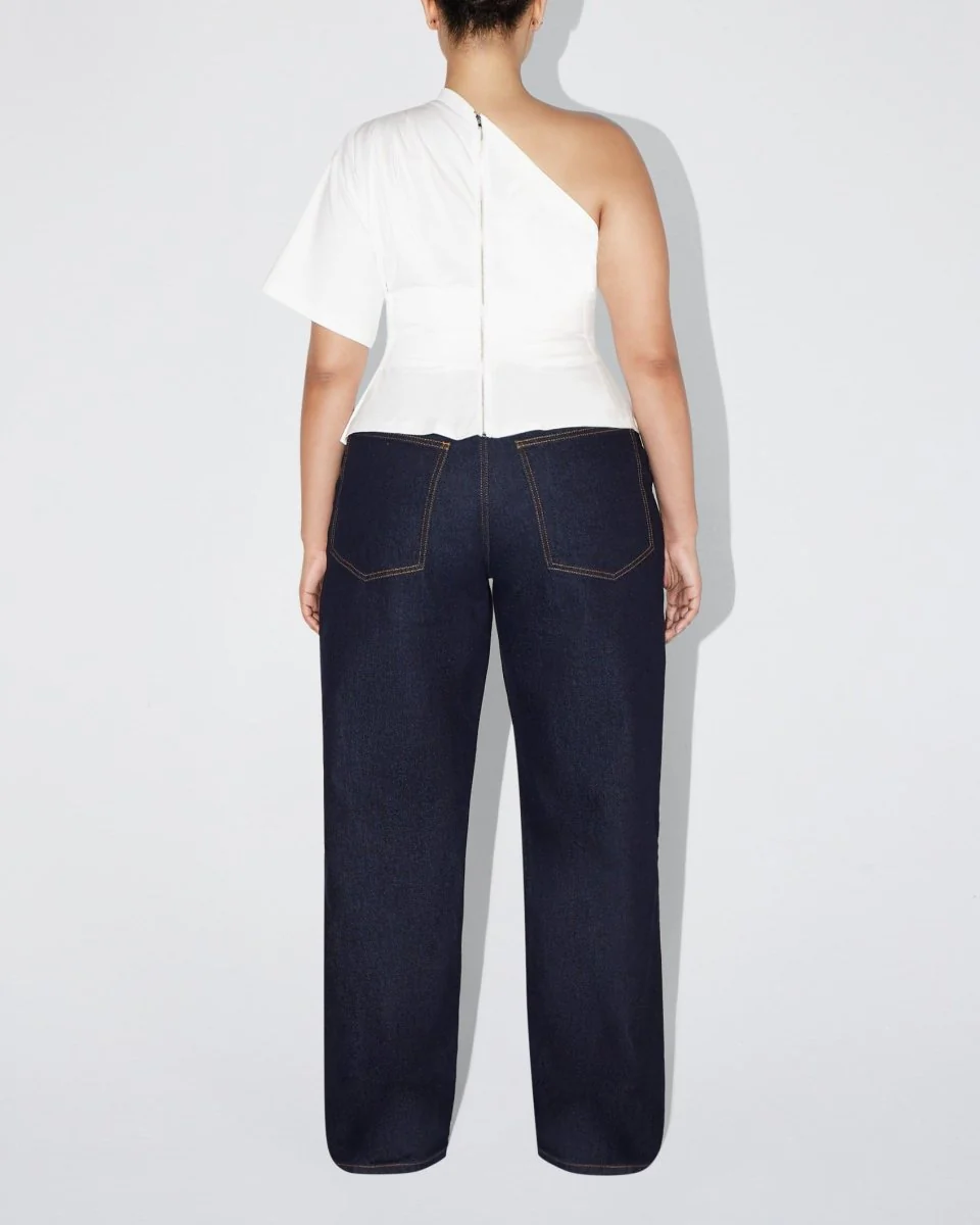 One Shoulder Cinching Tee | White - Image 10