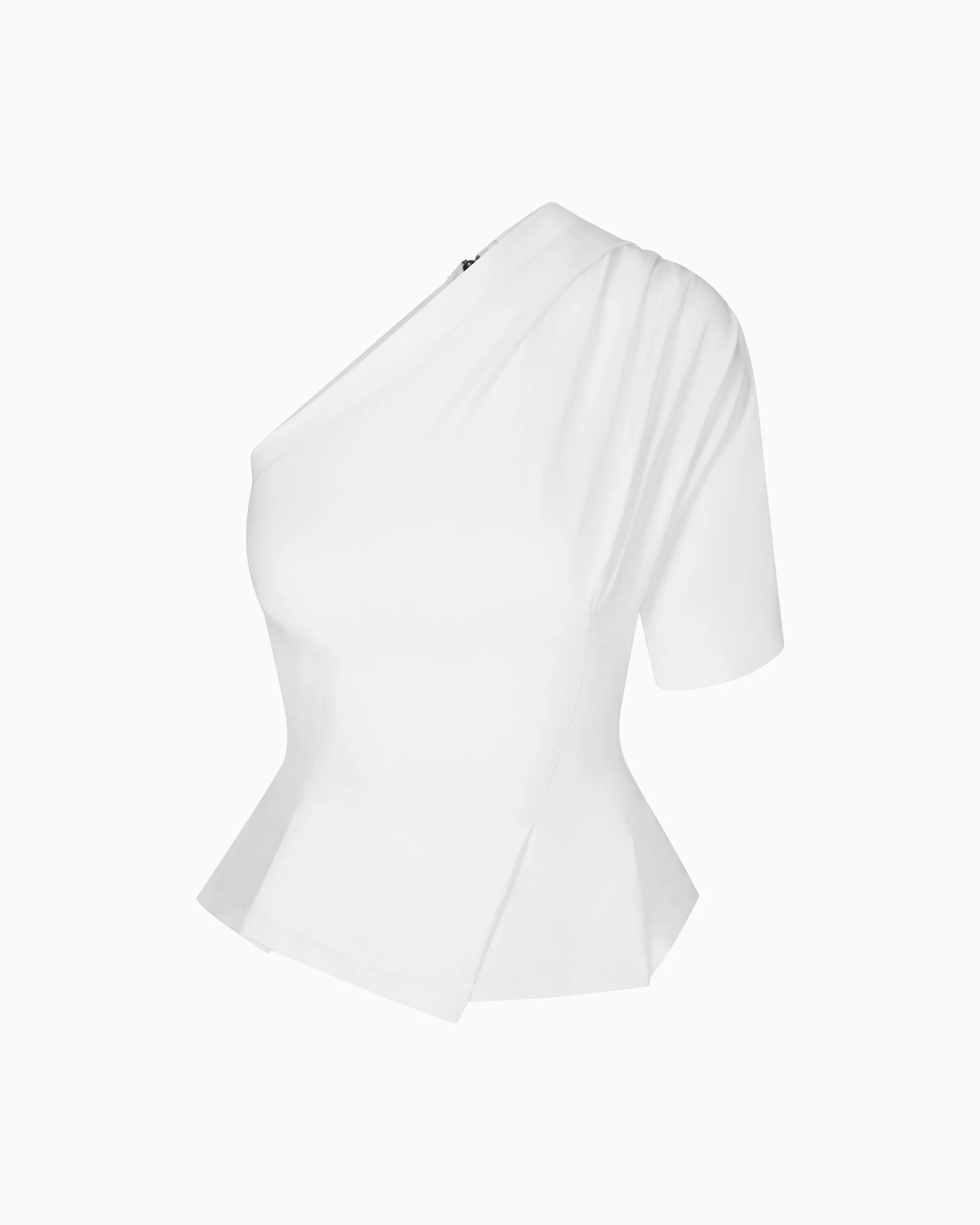 One Shoulder Cinching Tee | White - Image 2