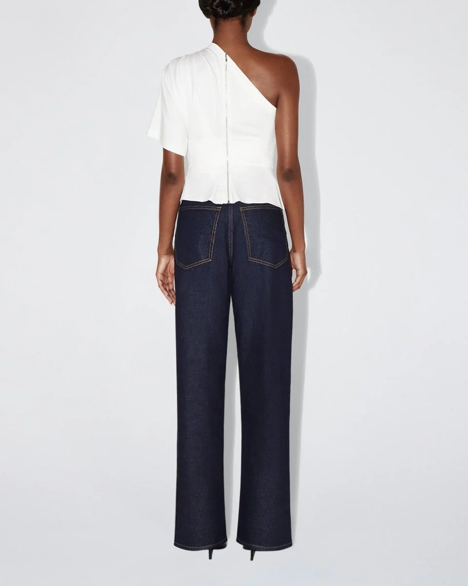 One Shoulder Cinching Tee | White - Image 5