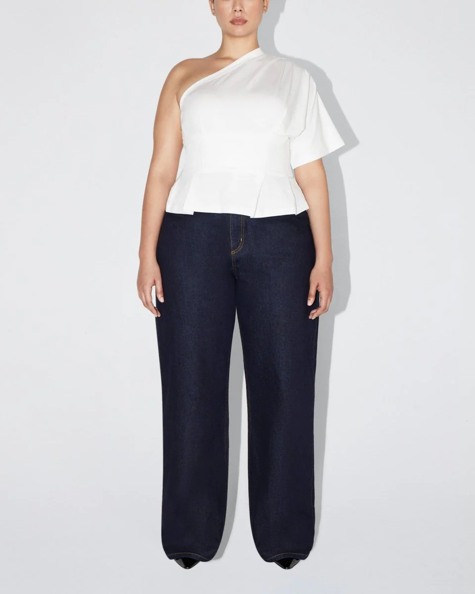 One Shoulder Cinching Tee | White - Image 8