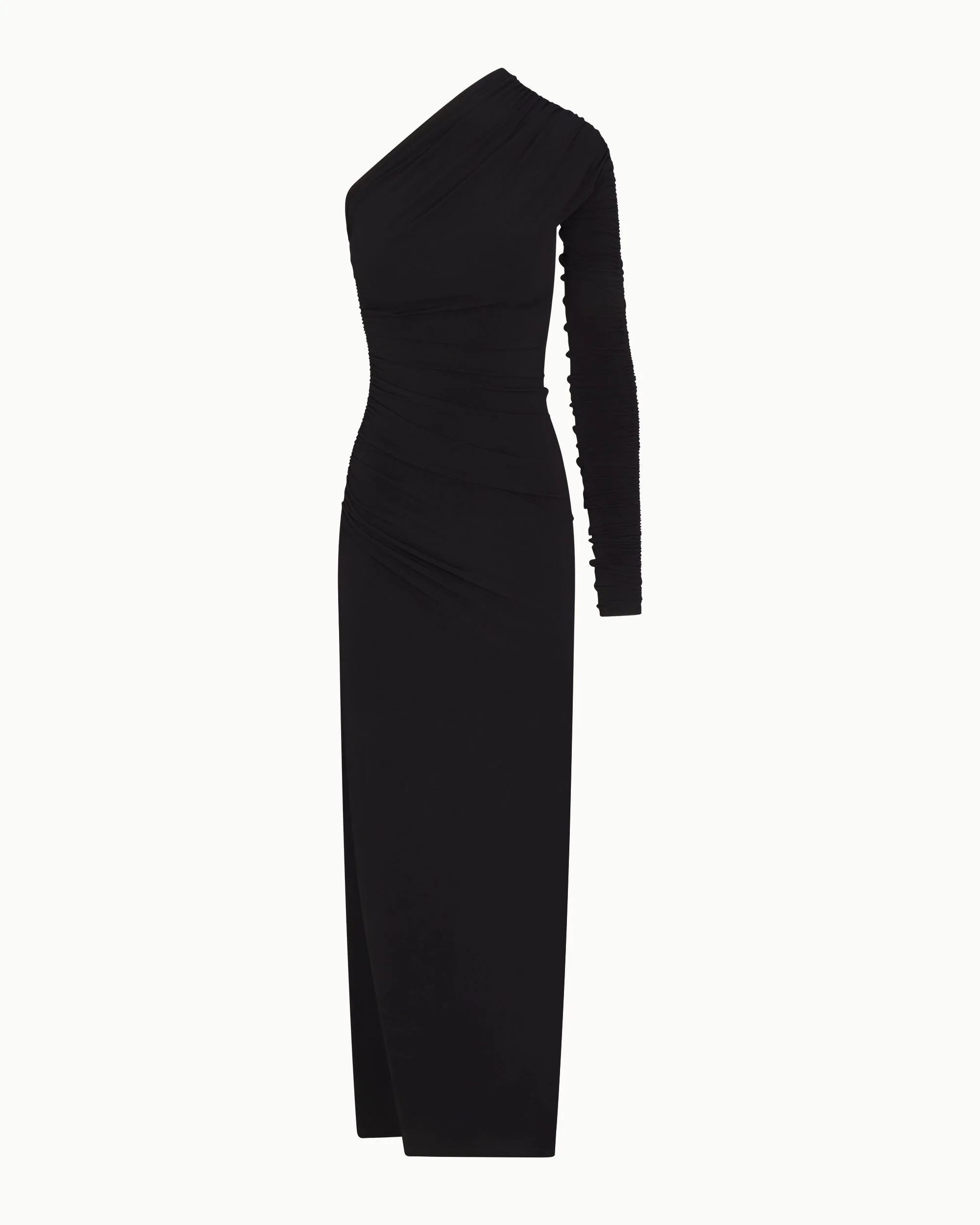 One Shoulder Ruched Gown | Black - Image 2