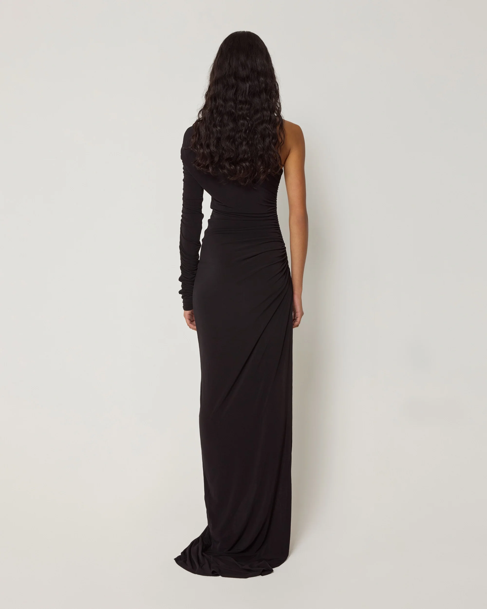 One Shoulder Ruched Gown | Black - Image 5