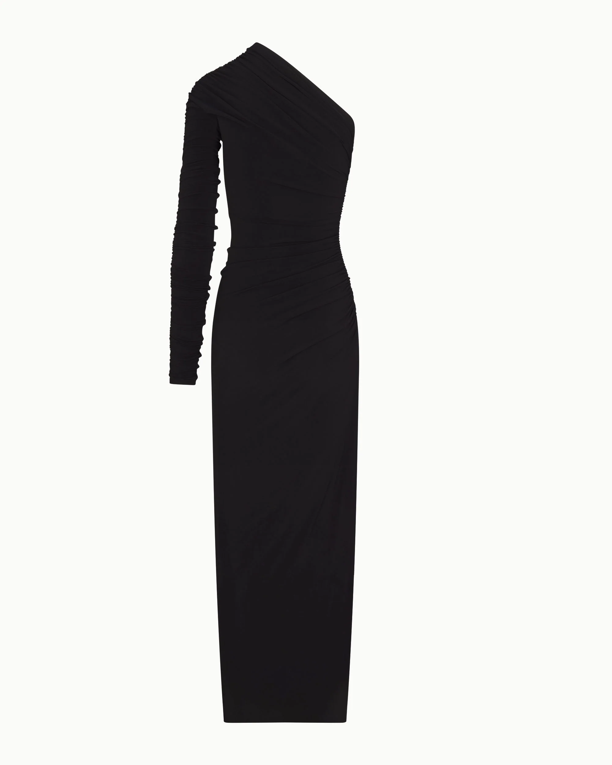 One Shoulder Ruched Gown | Black - Image 9