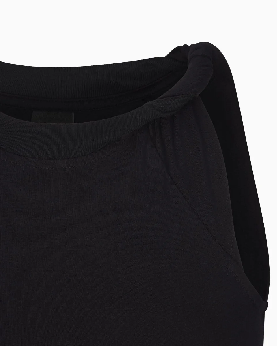 One Shoulder Twist Tee | Black - Image 13