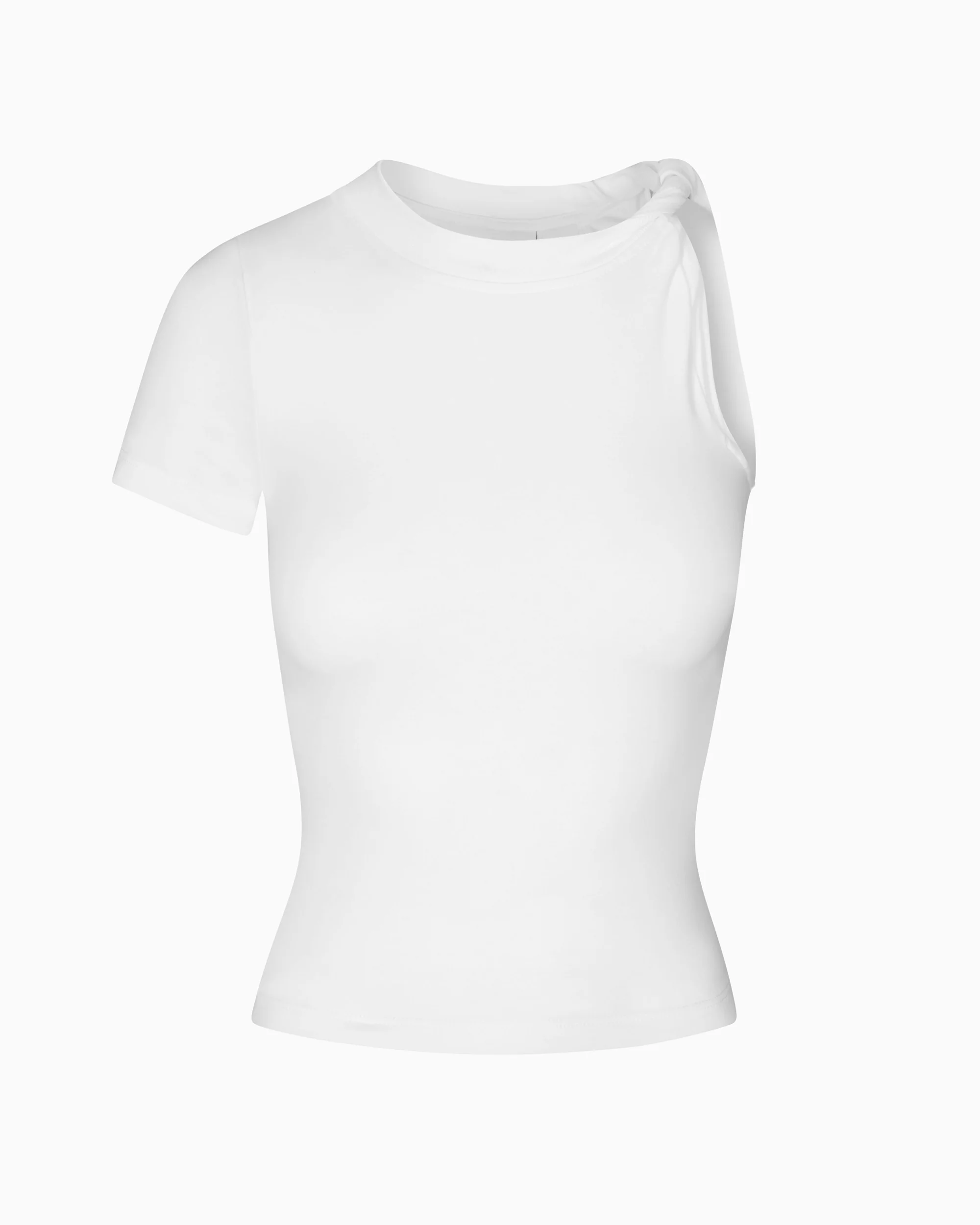 One Shoulder Twist Tee | White - Image 2