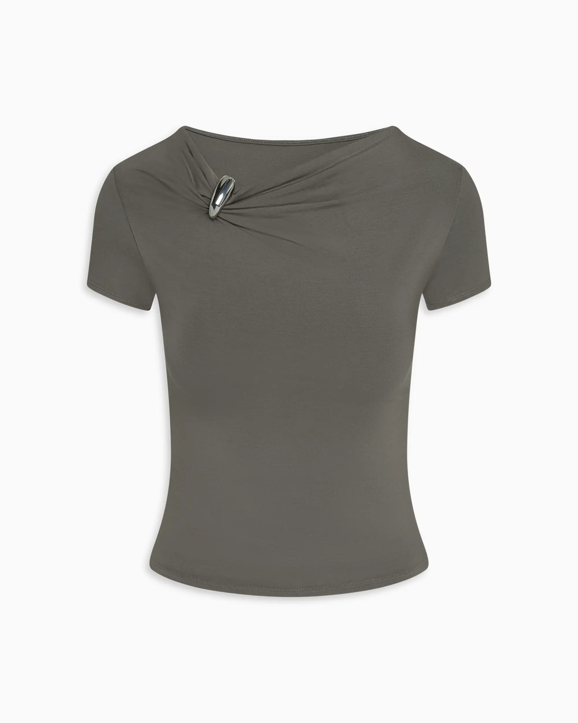 Pierced Short Sleeve Top | Slate - Image 2