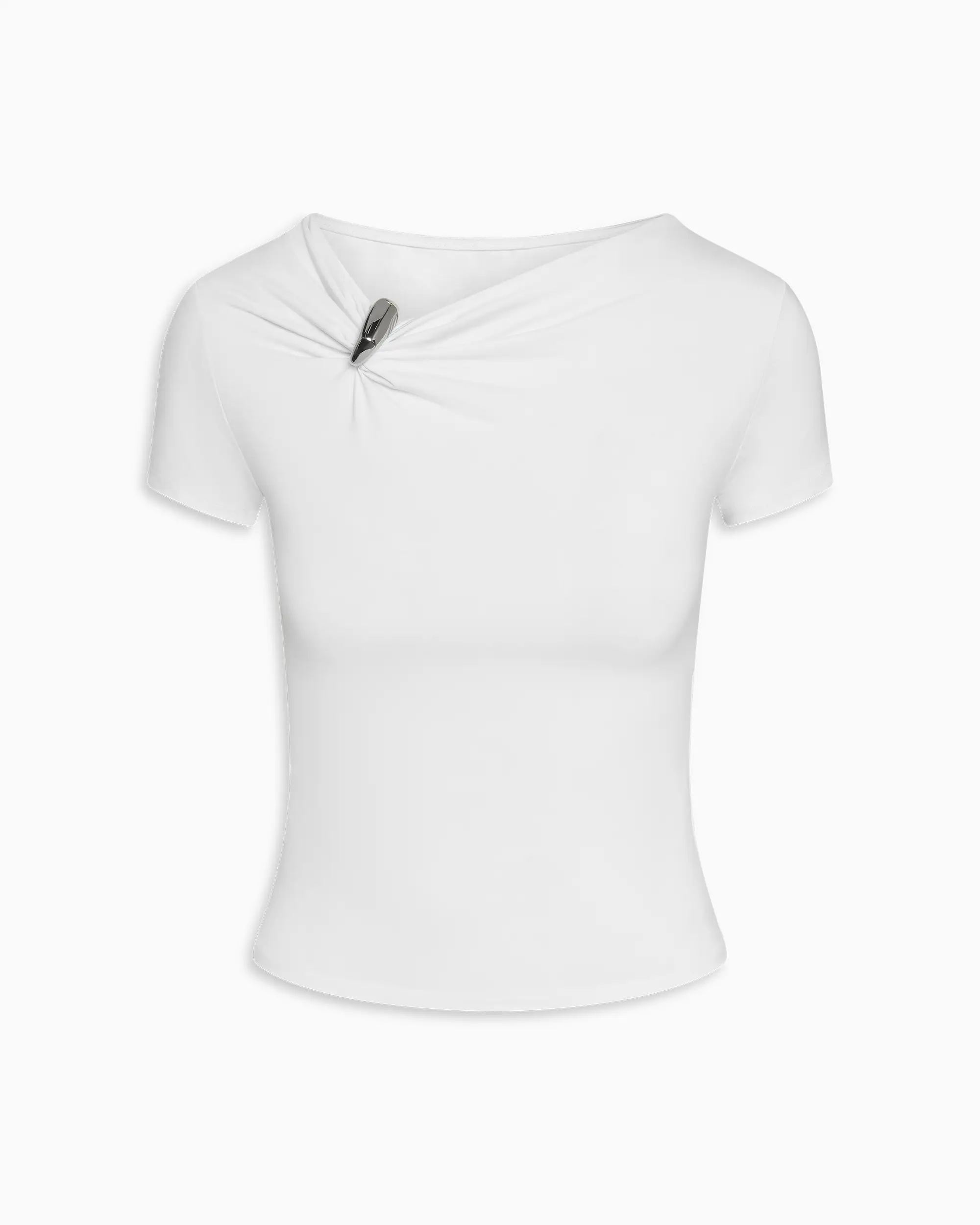 Pierced Short Sleeve Top | White - Image 2