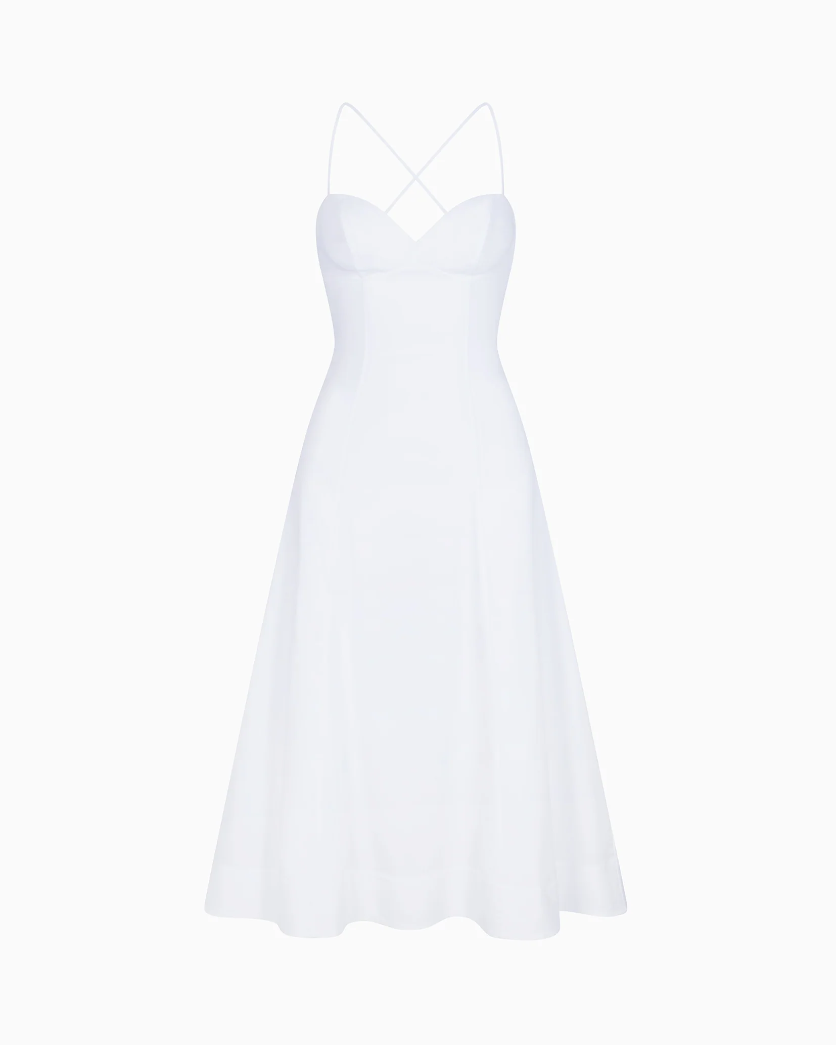 Poplin Low Back Midi Dress | White - Image 2