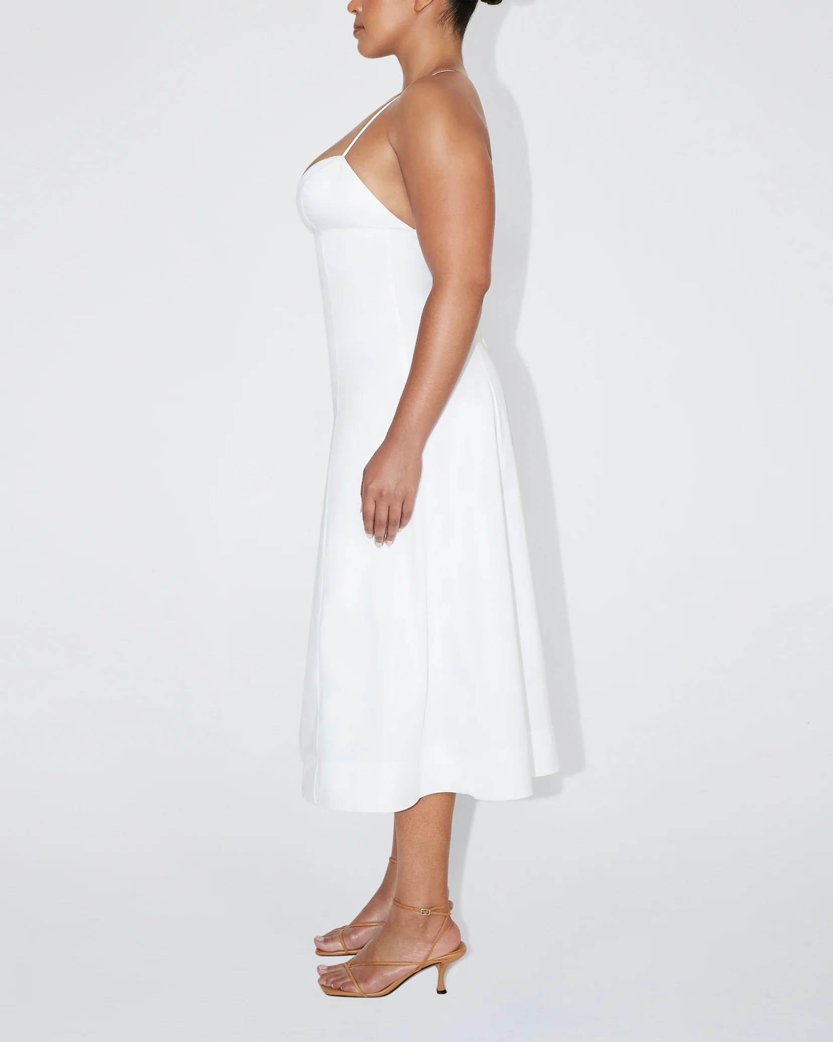 Poplin Low Back Midi Dress | White - Image 4