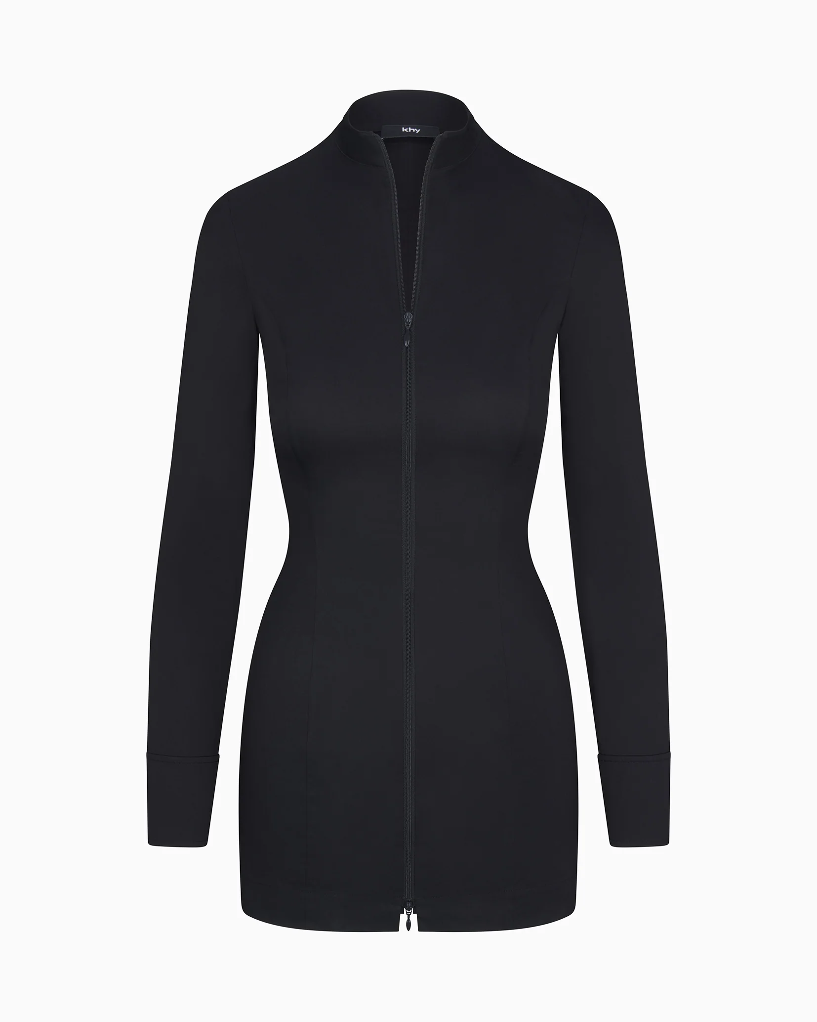Poplin Zip Mini Dress | Black - Image 2