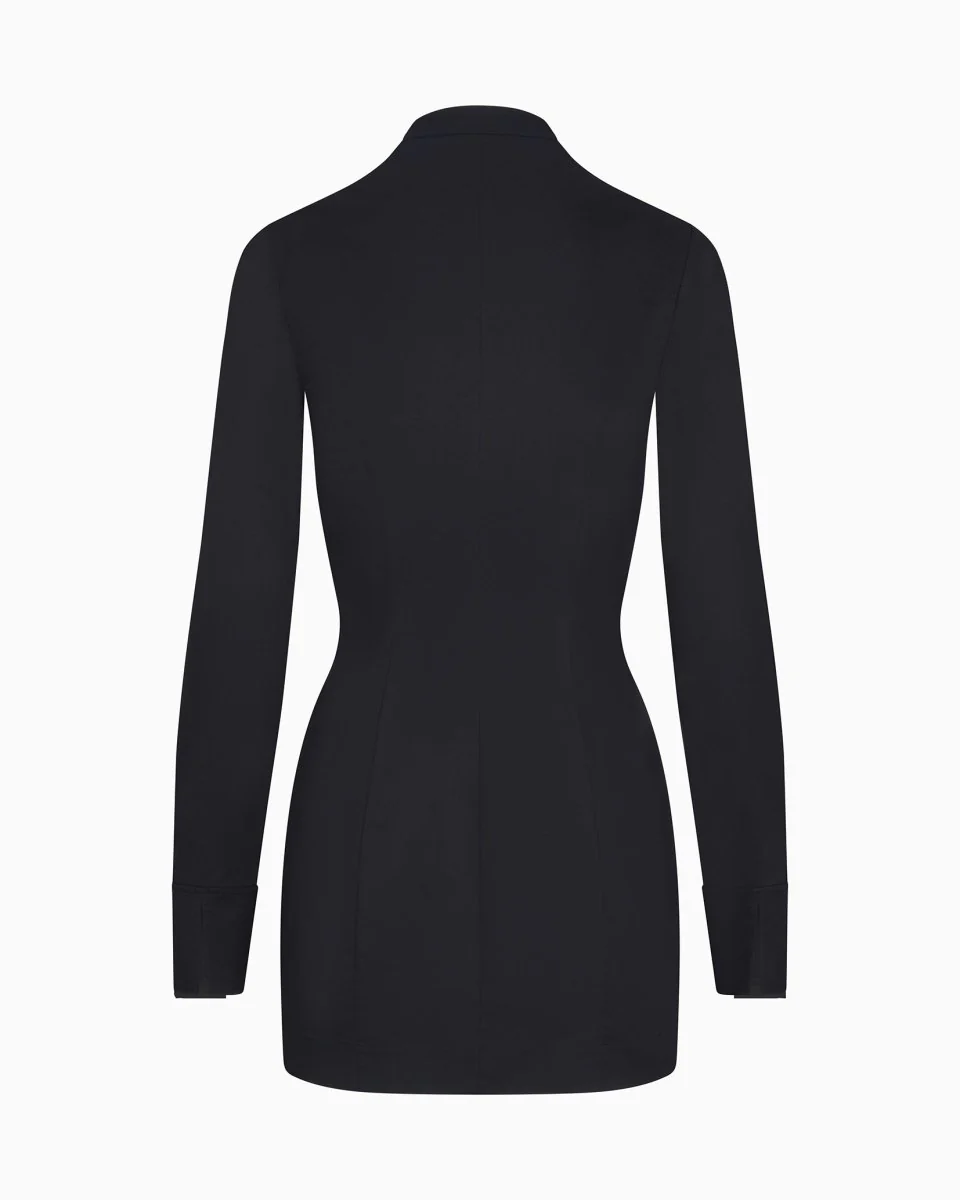 Poplin Zip Mini Dress | Black - Image 6