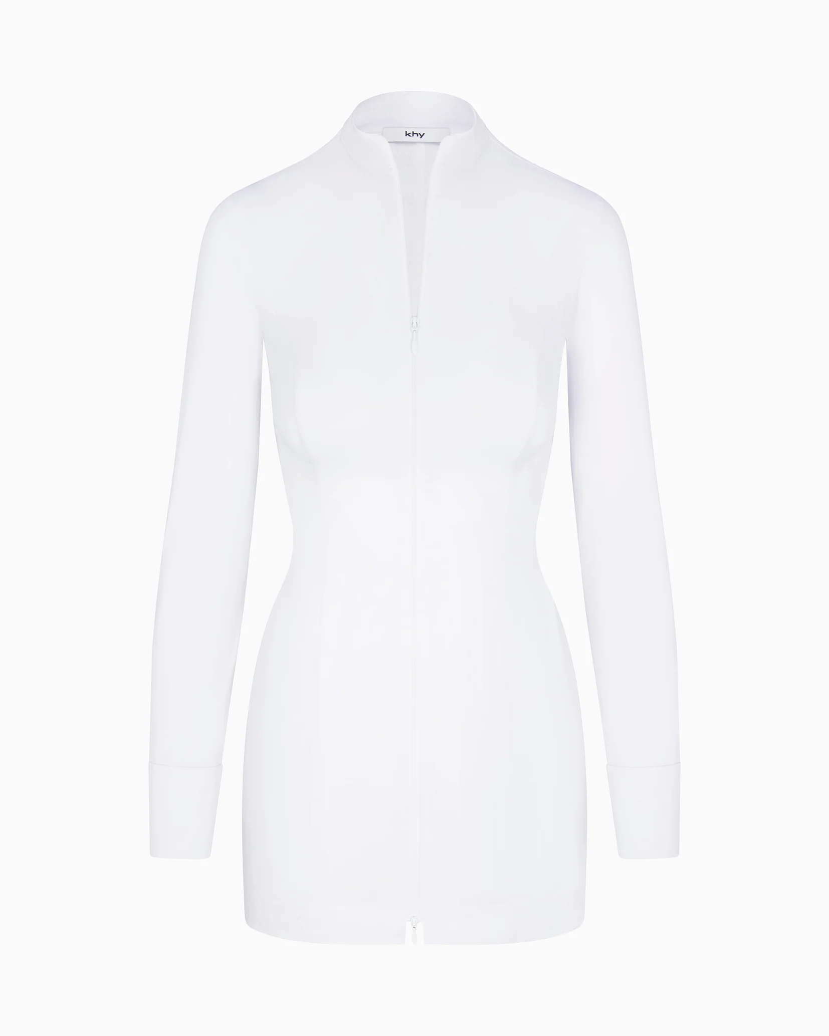 Poplin Zip Mini Dress | White - Image 2